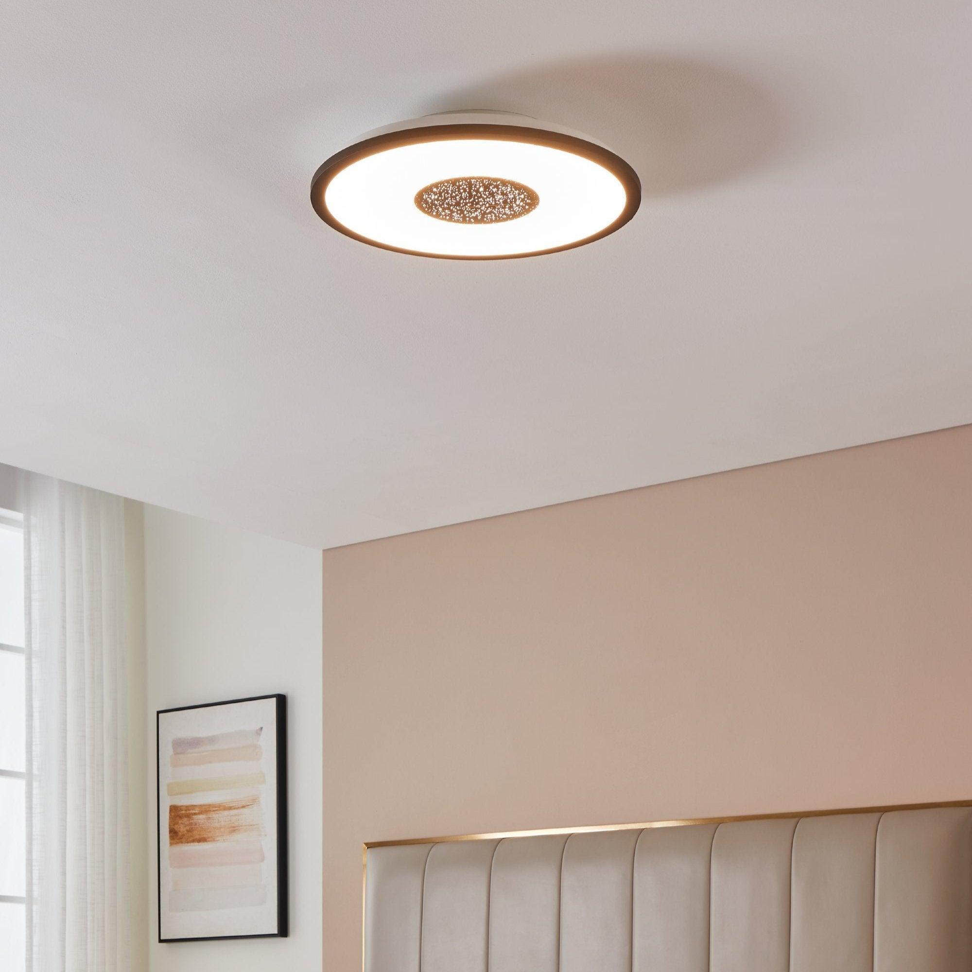 eglo marmorata led black white round ceiling flush living room image