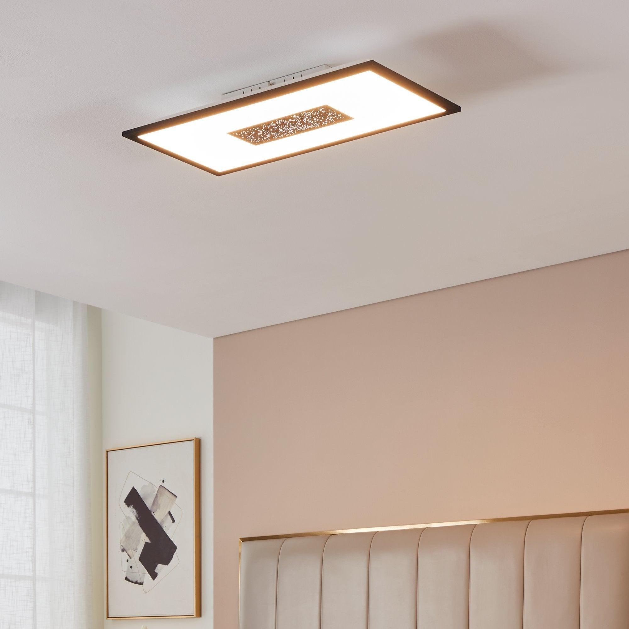 eglo marmorata led rectangular black white ceiling flush