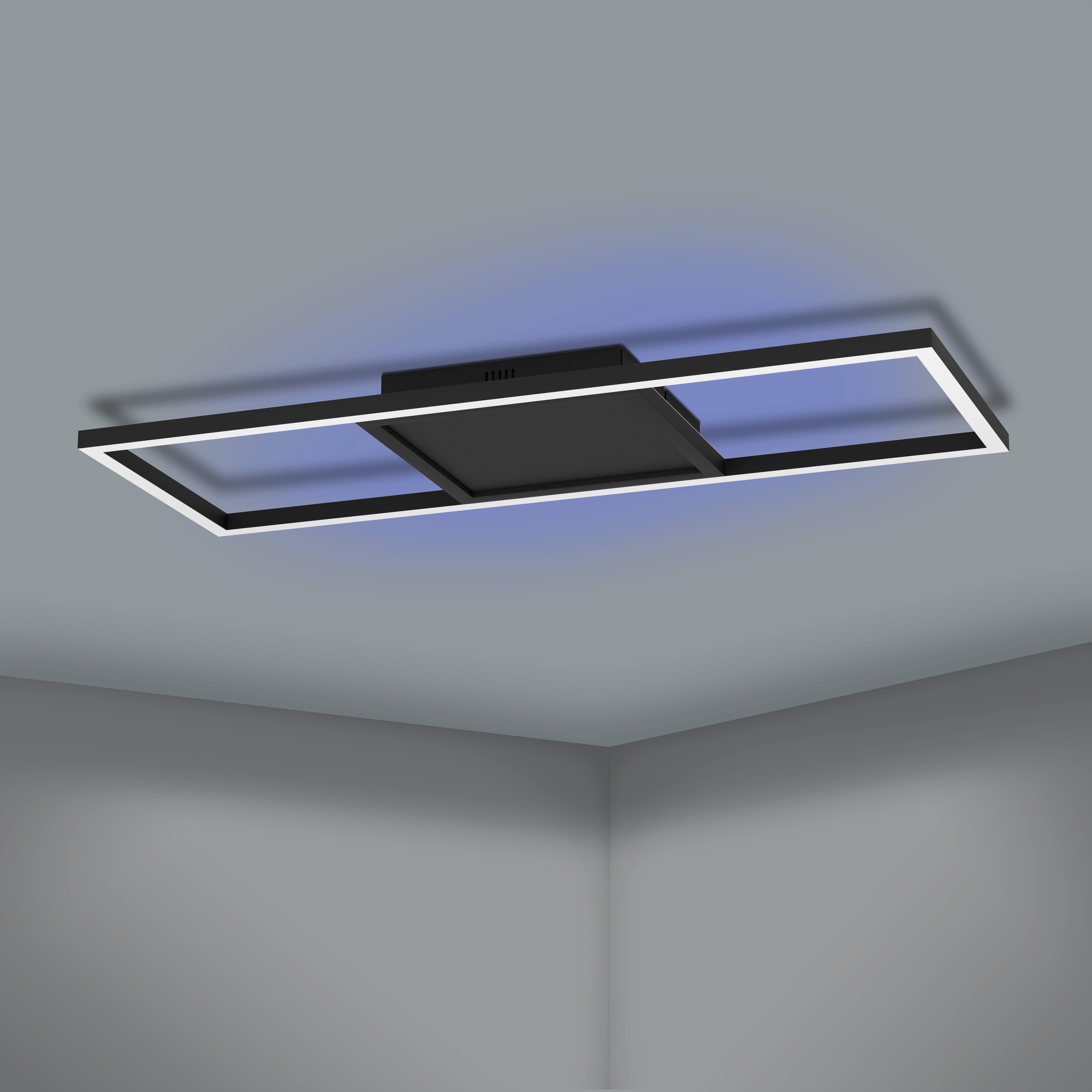 eglo connect calagrano z smart led black rectangular ceiling flush living room image