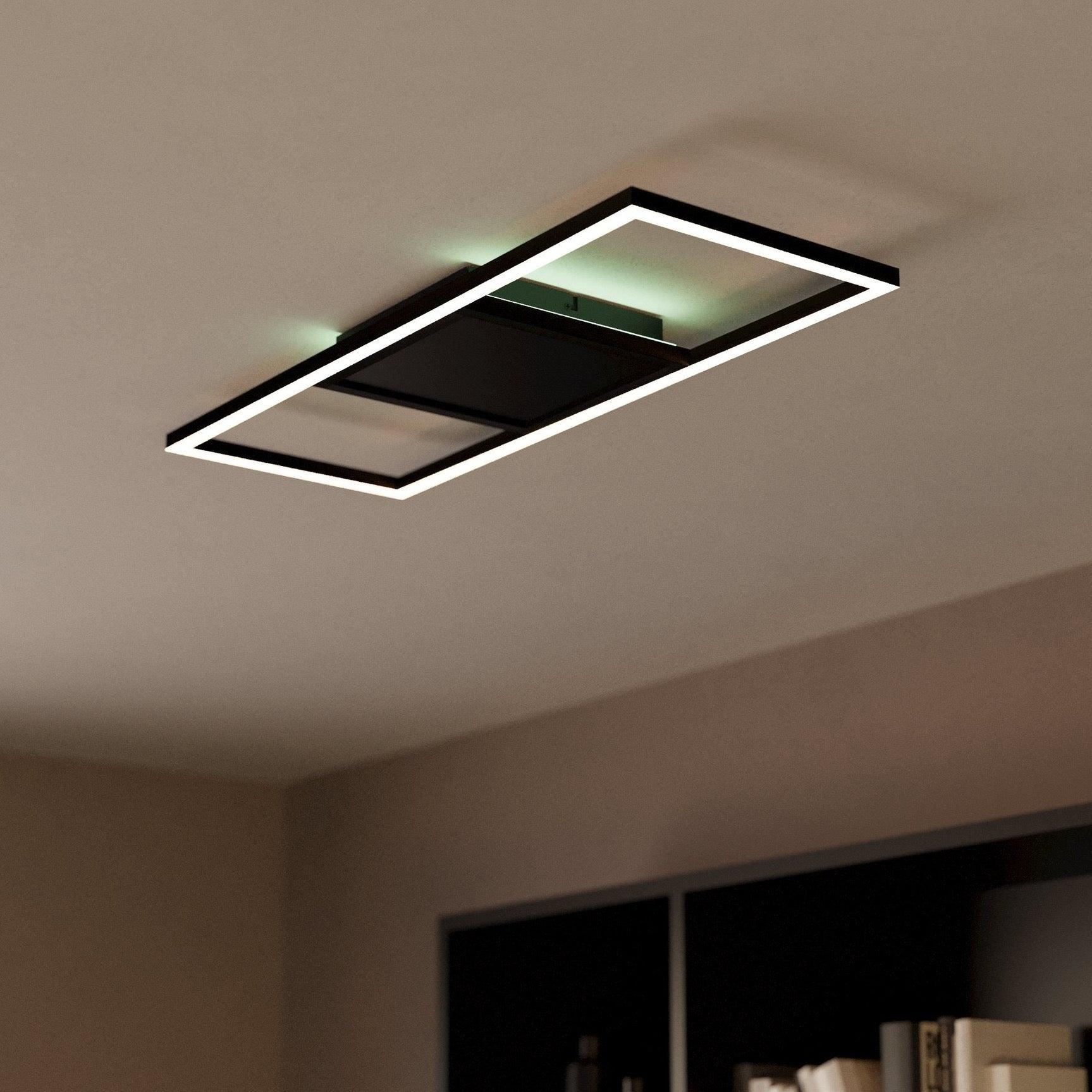 eglo connect calagrano z smart led black rectangular ceiling flush