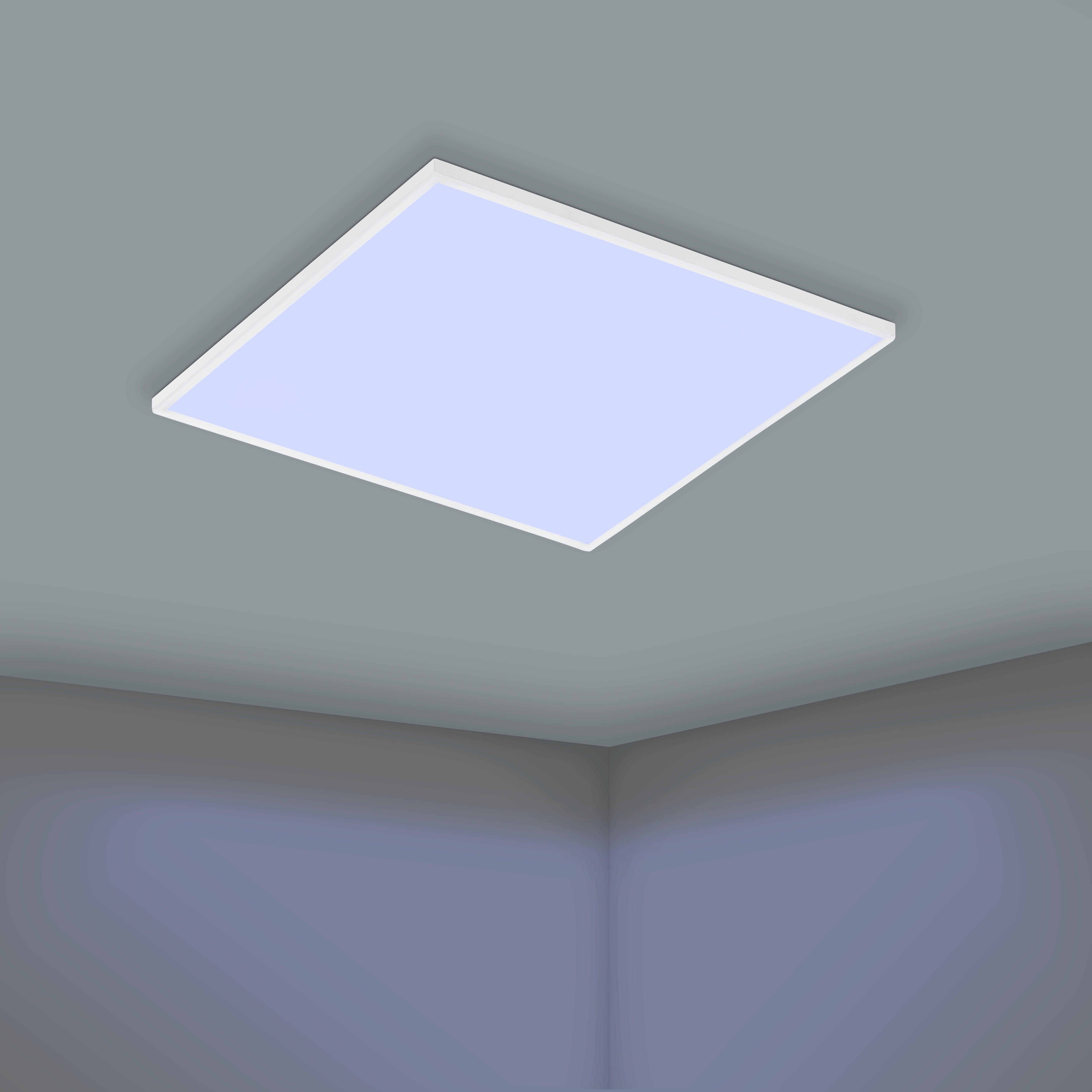 eglo trupiana white led square panel ceiling flush 59cm living room image