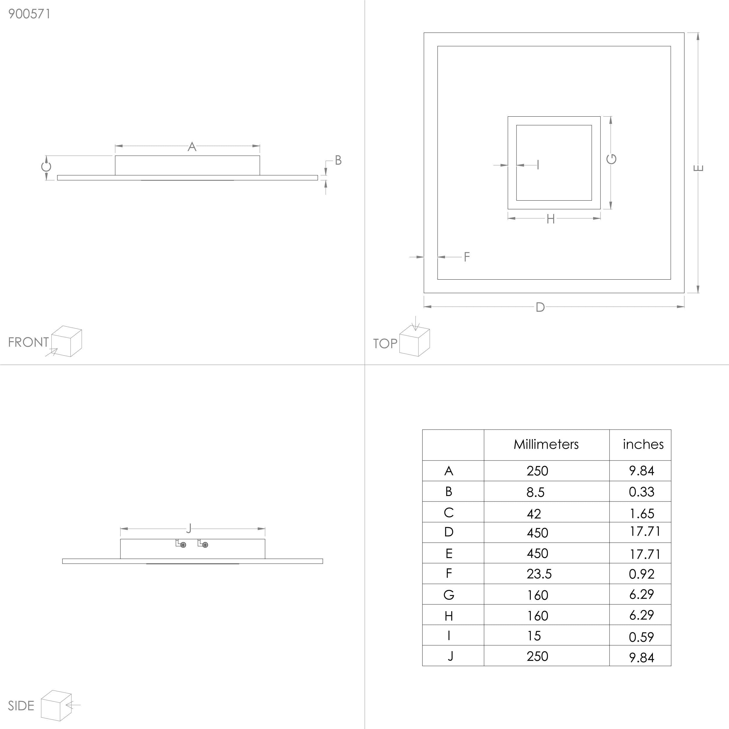 eglo bordonara black led square ceiling flush 45cm Kitchen Lighting Close Up