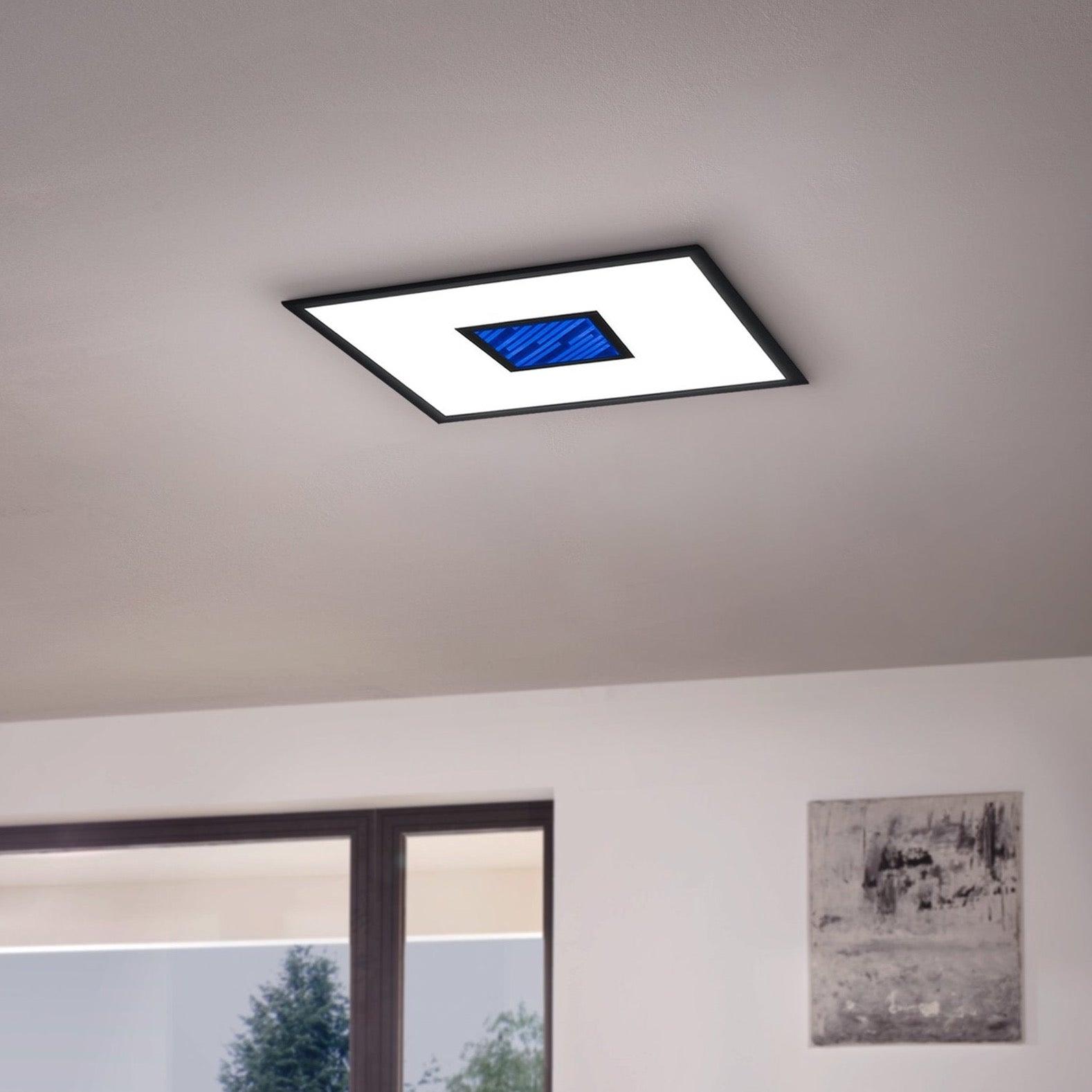 eglo bordonara black led square ceiling flush 45cm living room image