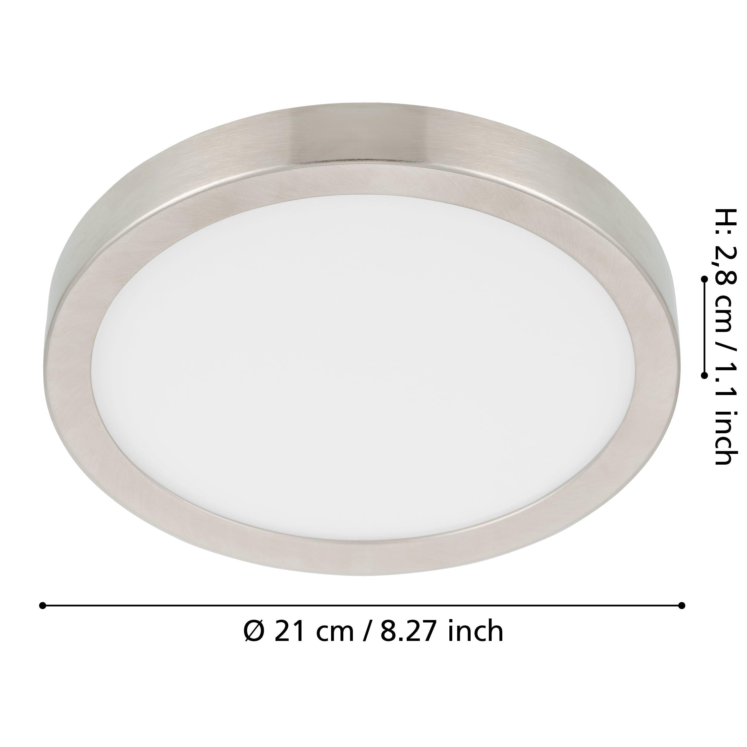 eglo fueva 5 led nickel round flush ceiling light 21cm living room close up