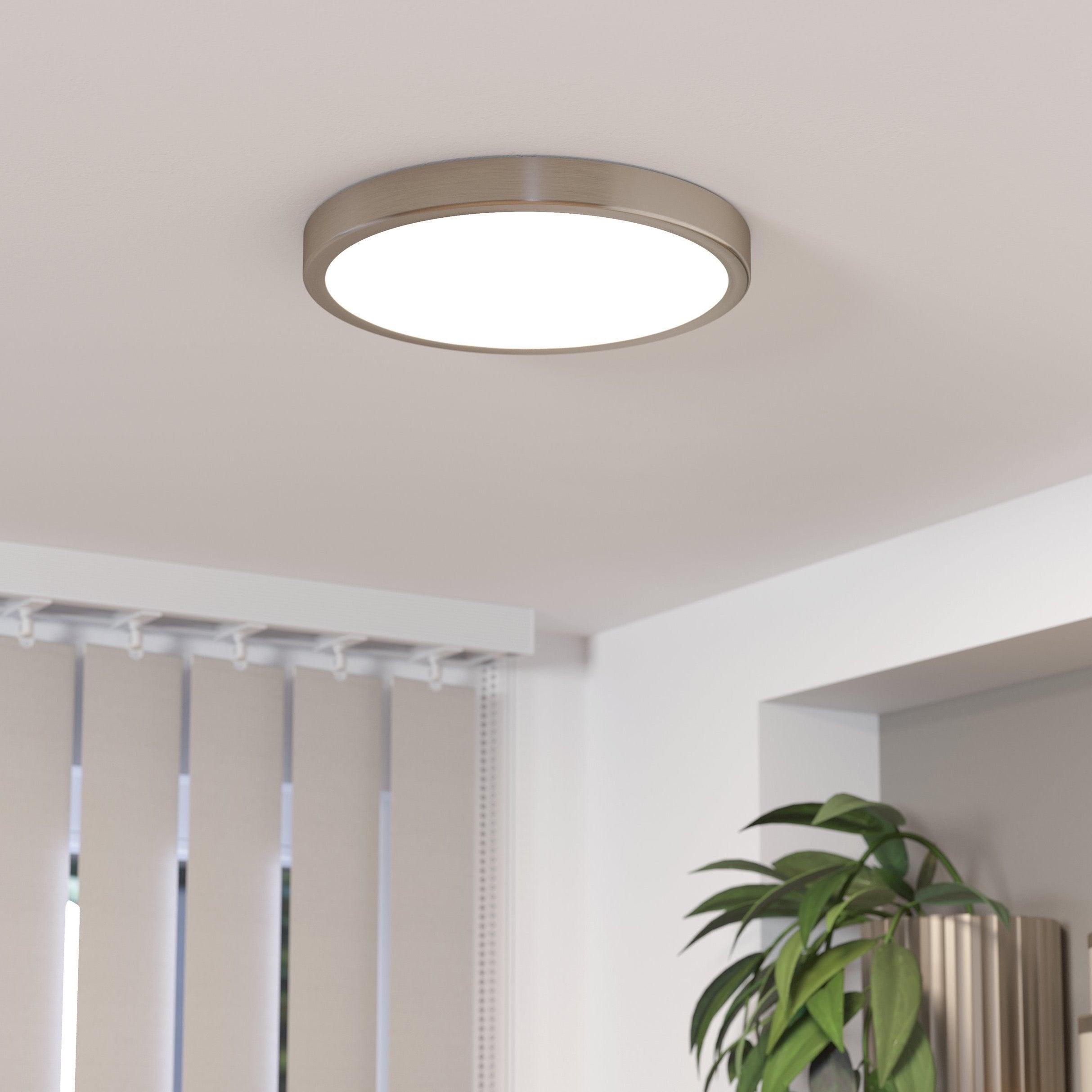 eglo fueva 5 led nickel round flush ceiling light 28 5cm