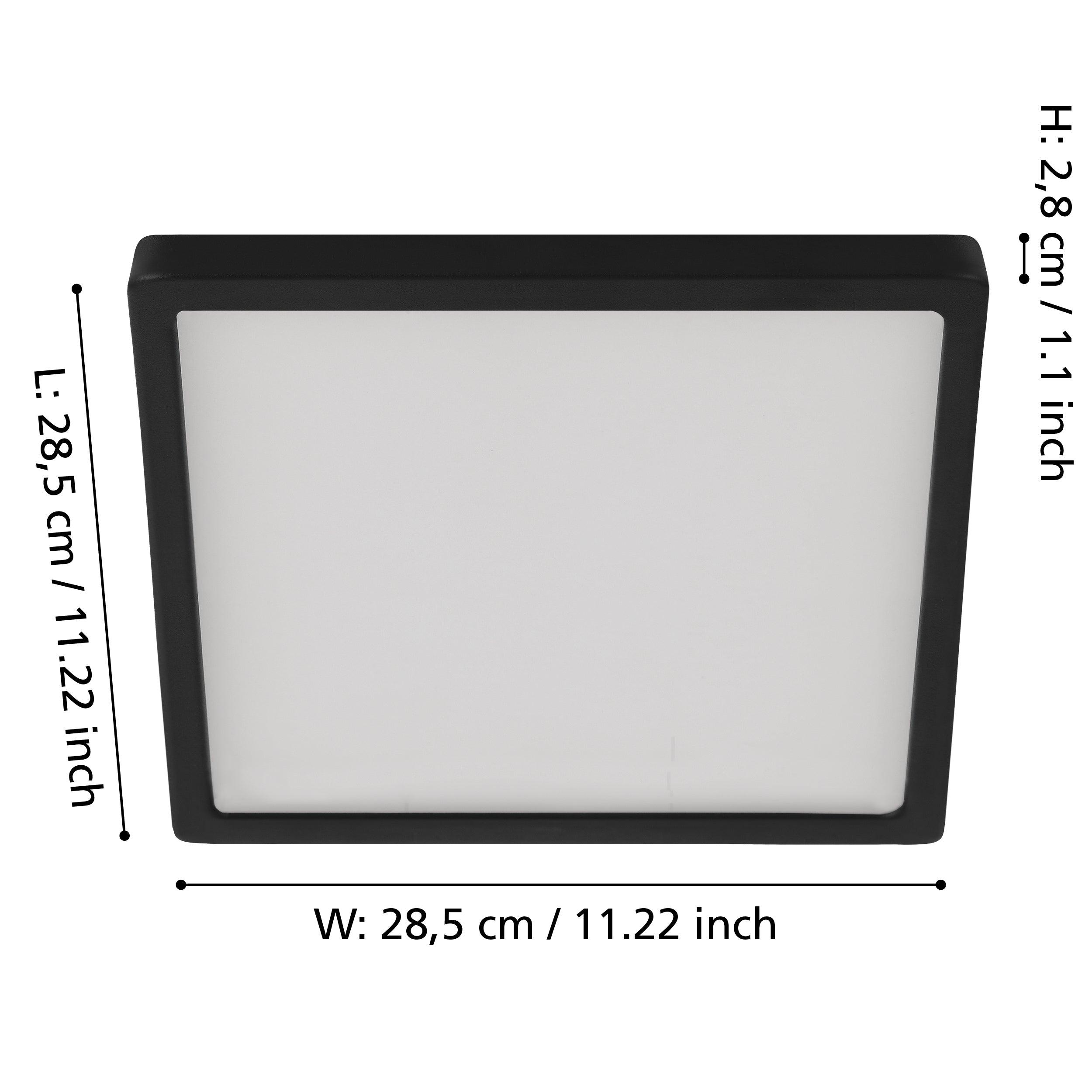 eglo fueva 5 led black square dimmable flush ceiling light 28 5cm living room close up