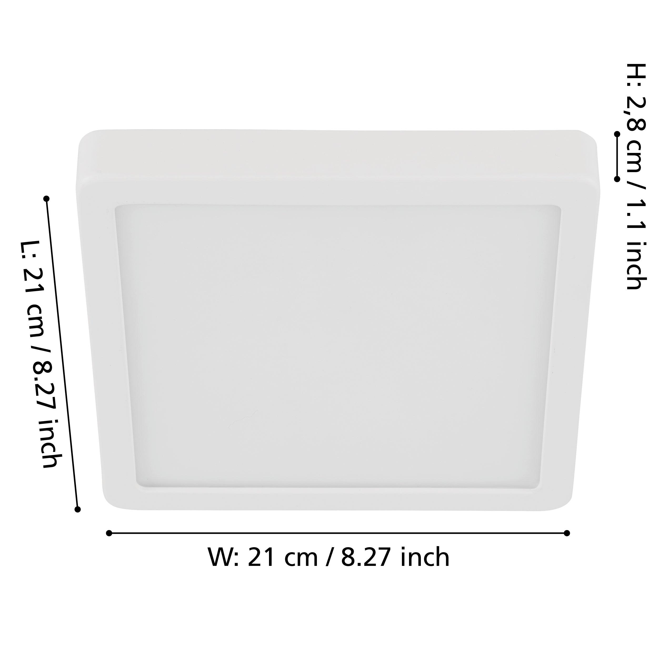 eglo fueva 5 led white square flush dimmable ceiling light 21cm living room close up