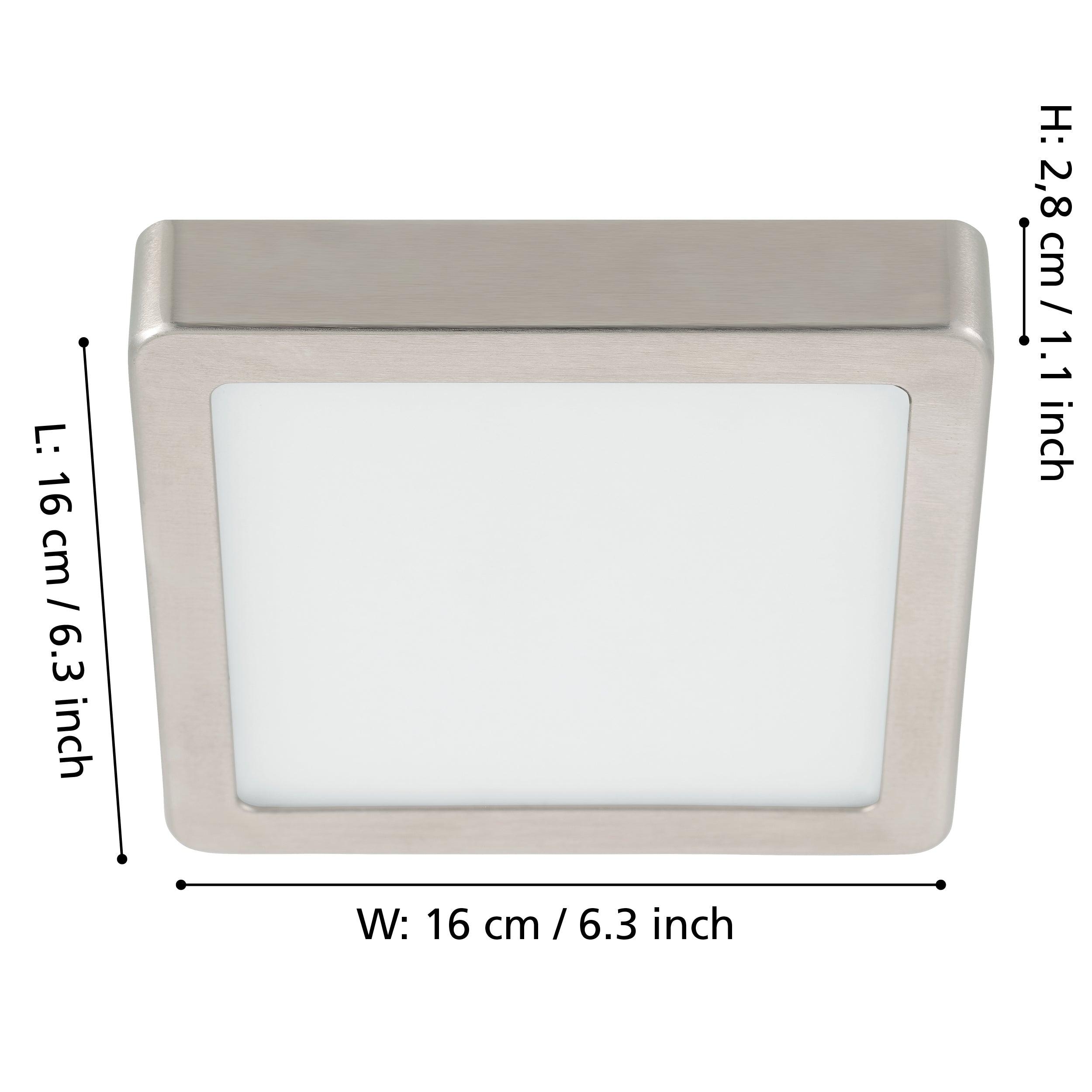 eglo fueva 5 led square nickel flush ceiling light 16cm living room close up