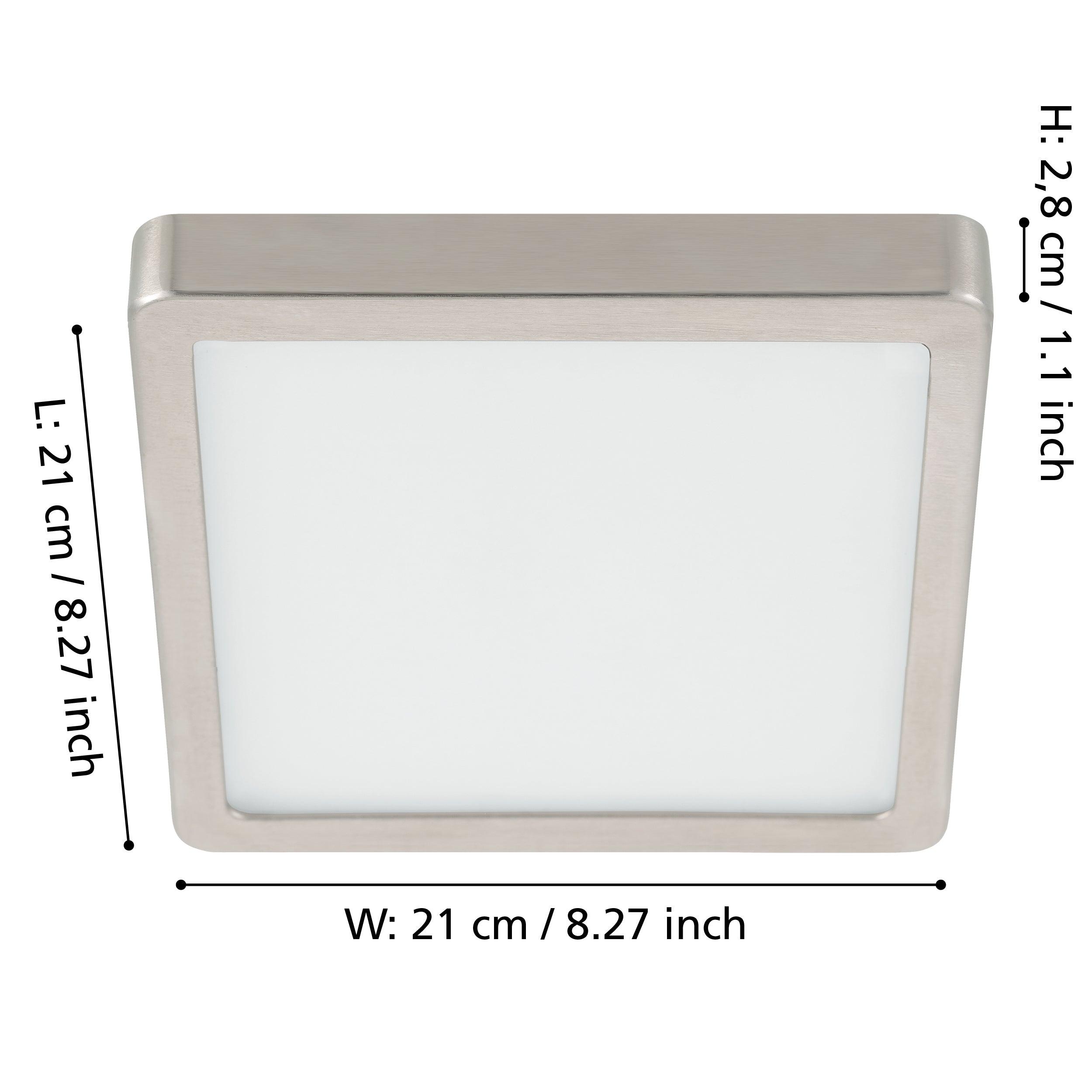 eglo fueva 5 led square nickel flush ceiling light 21cm living room close up