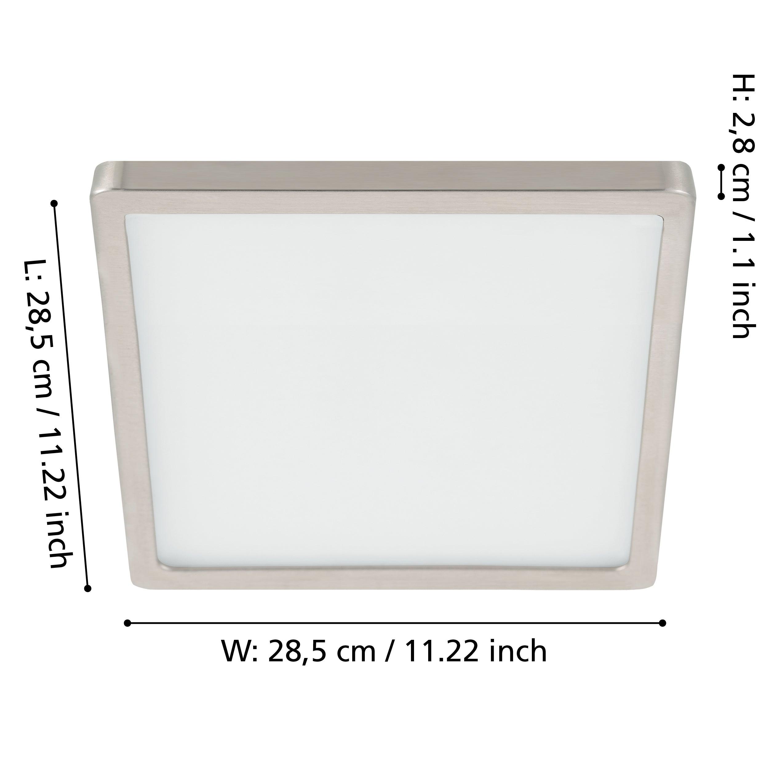 eglo fueva 5 led square nickel flush ceiling light 28 5cm living room close up