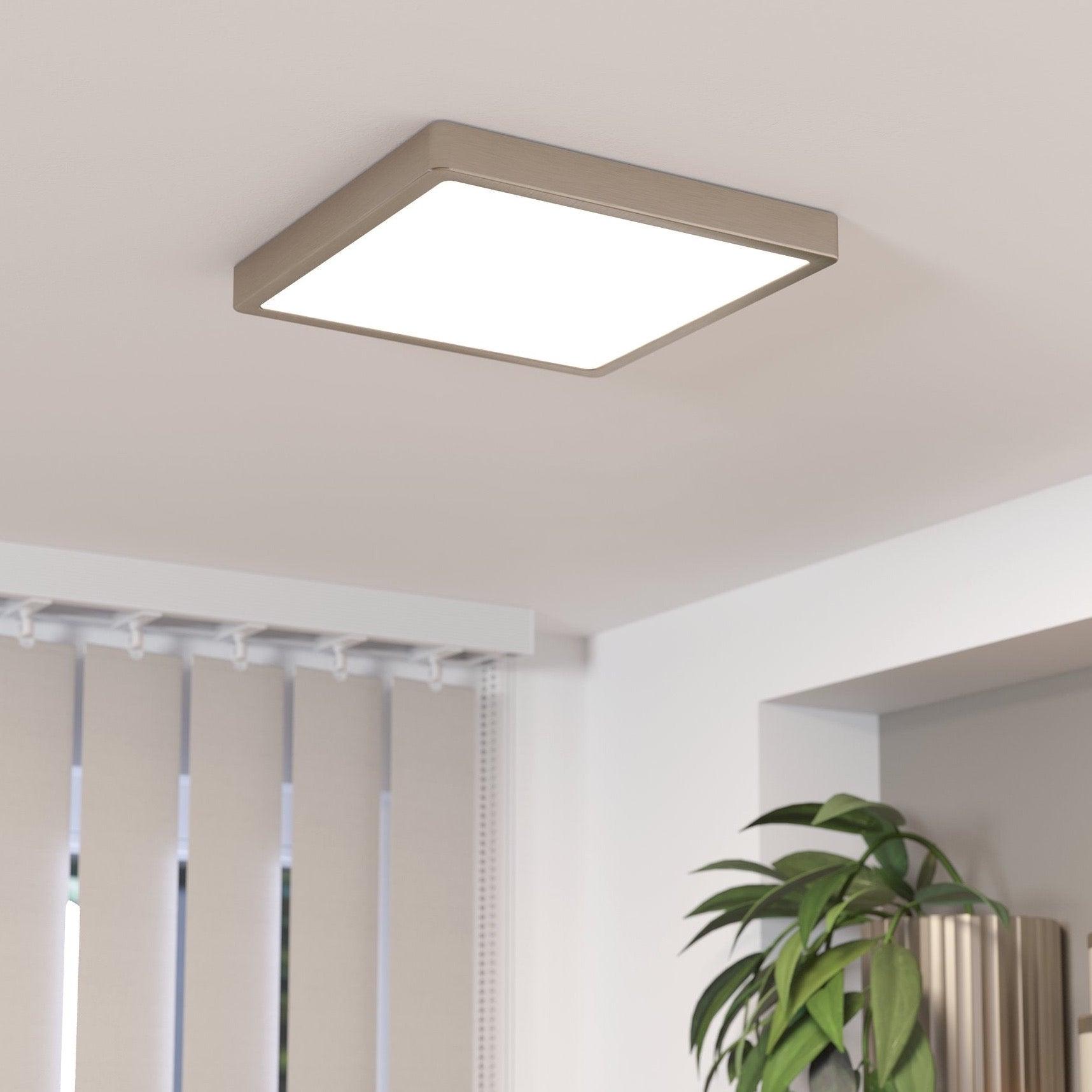 eglo fueva 5 led square nickel flush ceiling light 28 5cm