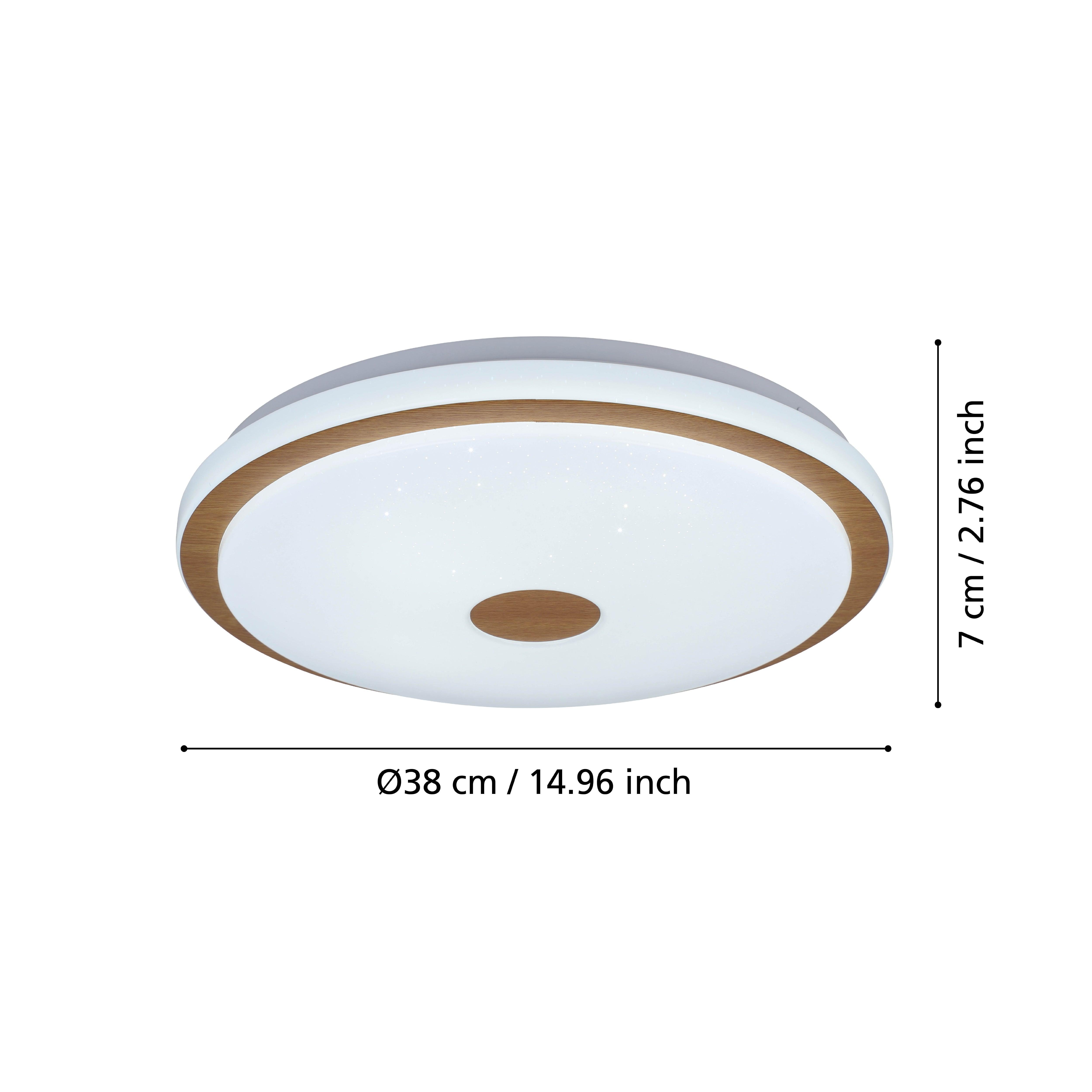 eglo lanciano 1 led wooden white round ceiling flush 38cm kitchen lighting