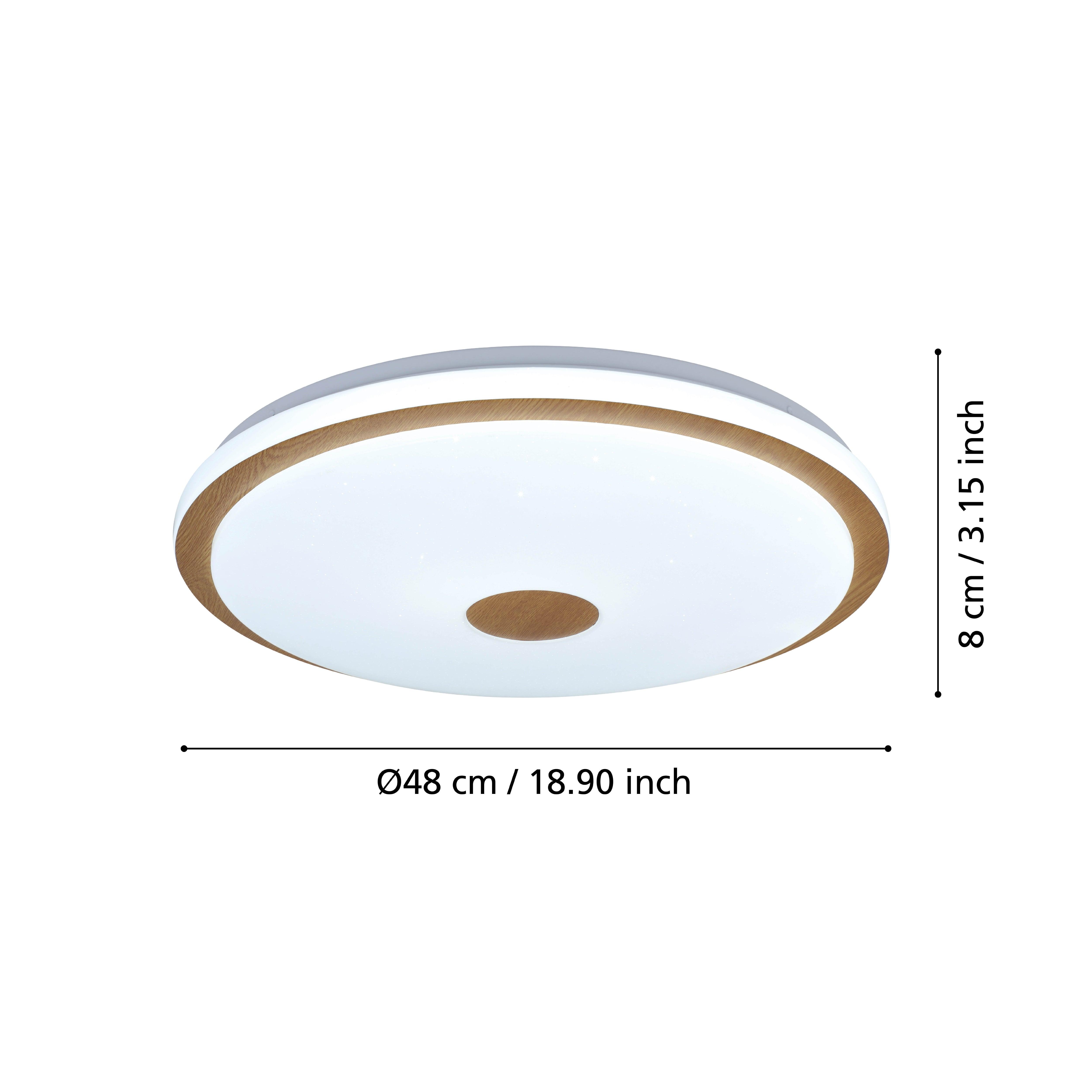 eglo lanciano 1 led wooden white round ceiling flush 48cm kitchen lighting