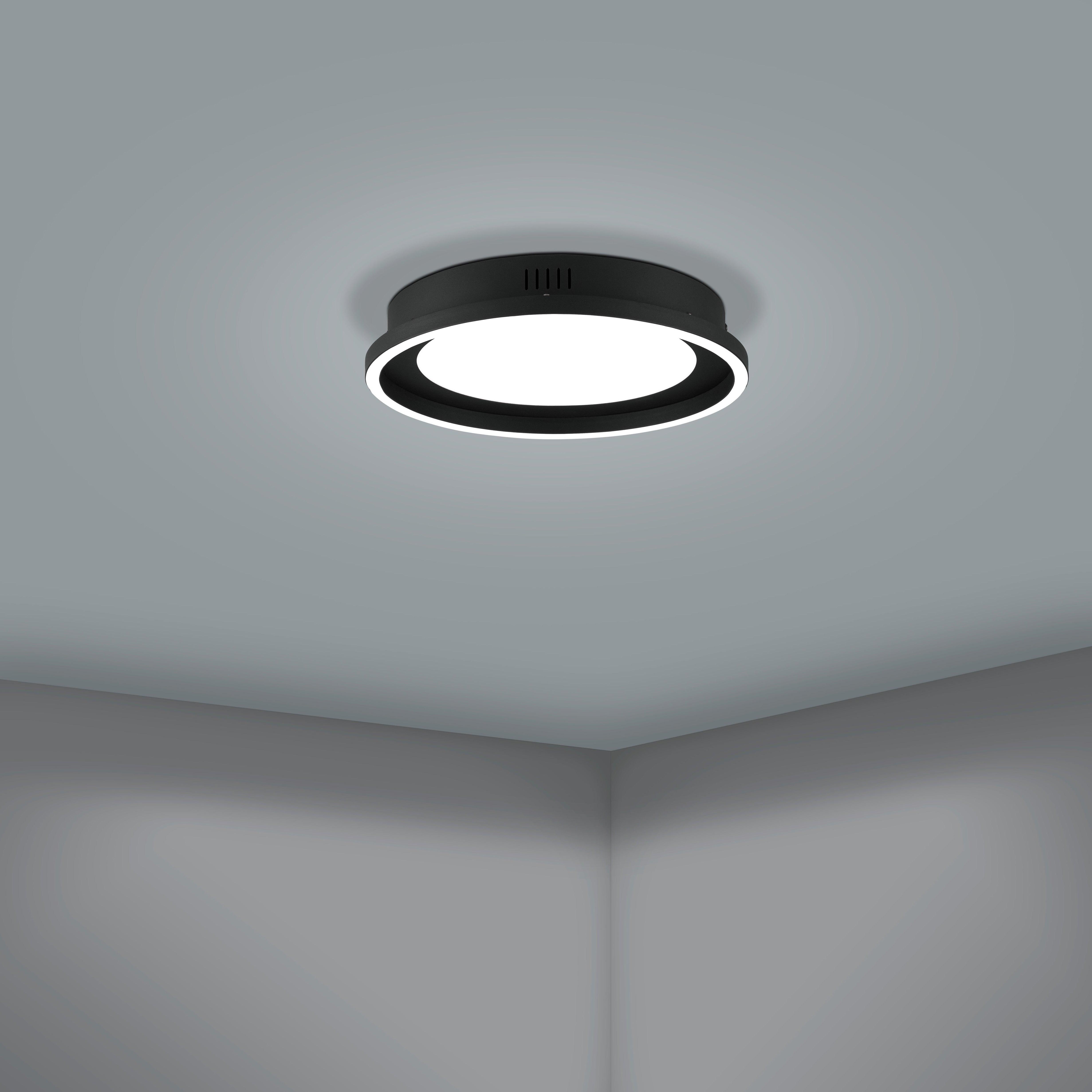 eglo calagrano led black flush ceiling light 38cm living room image