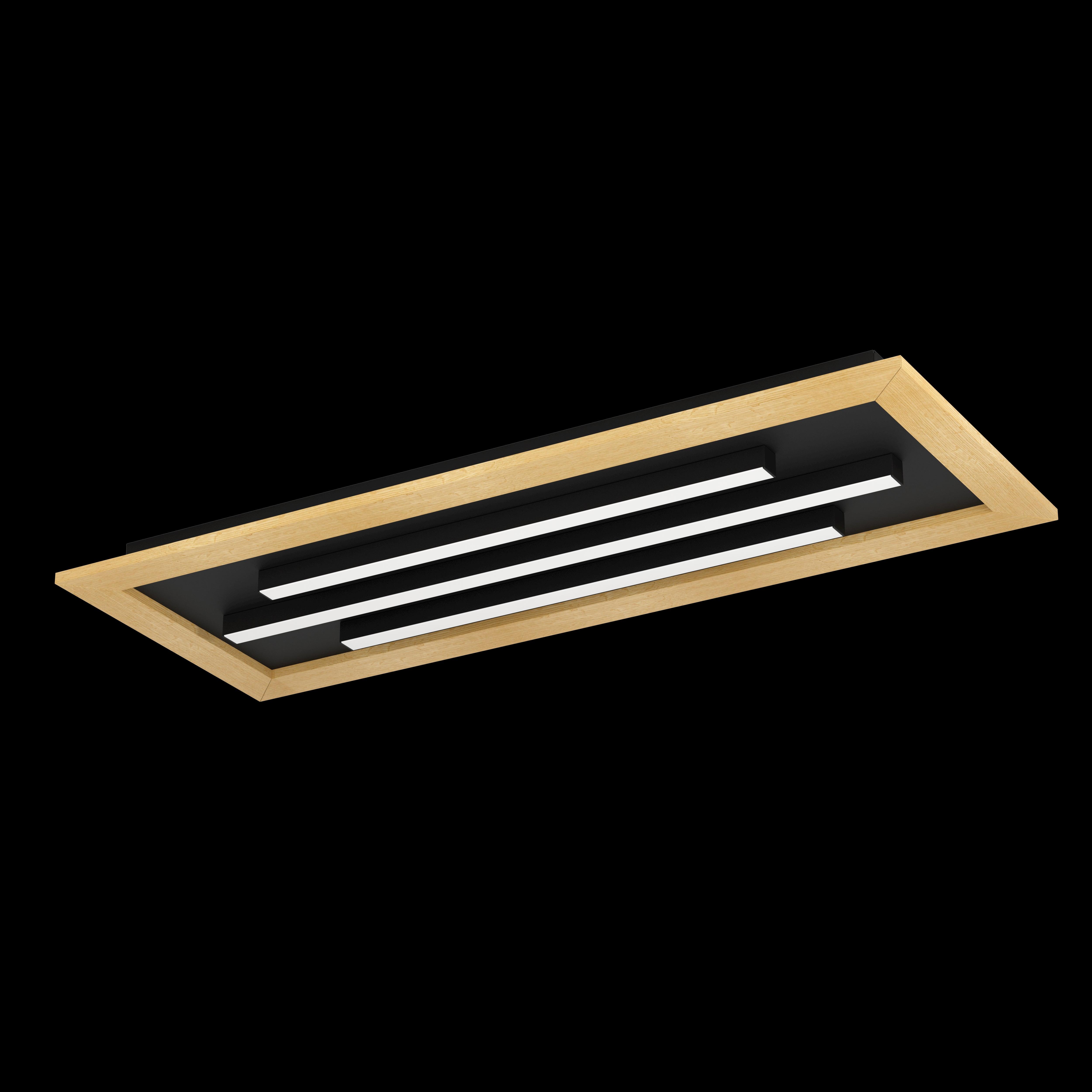 eglo tirrenara led black wooden rectangular ceiling flush living room close up