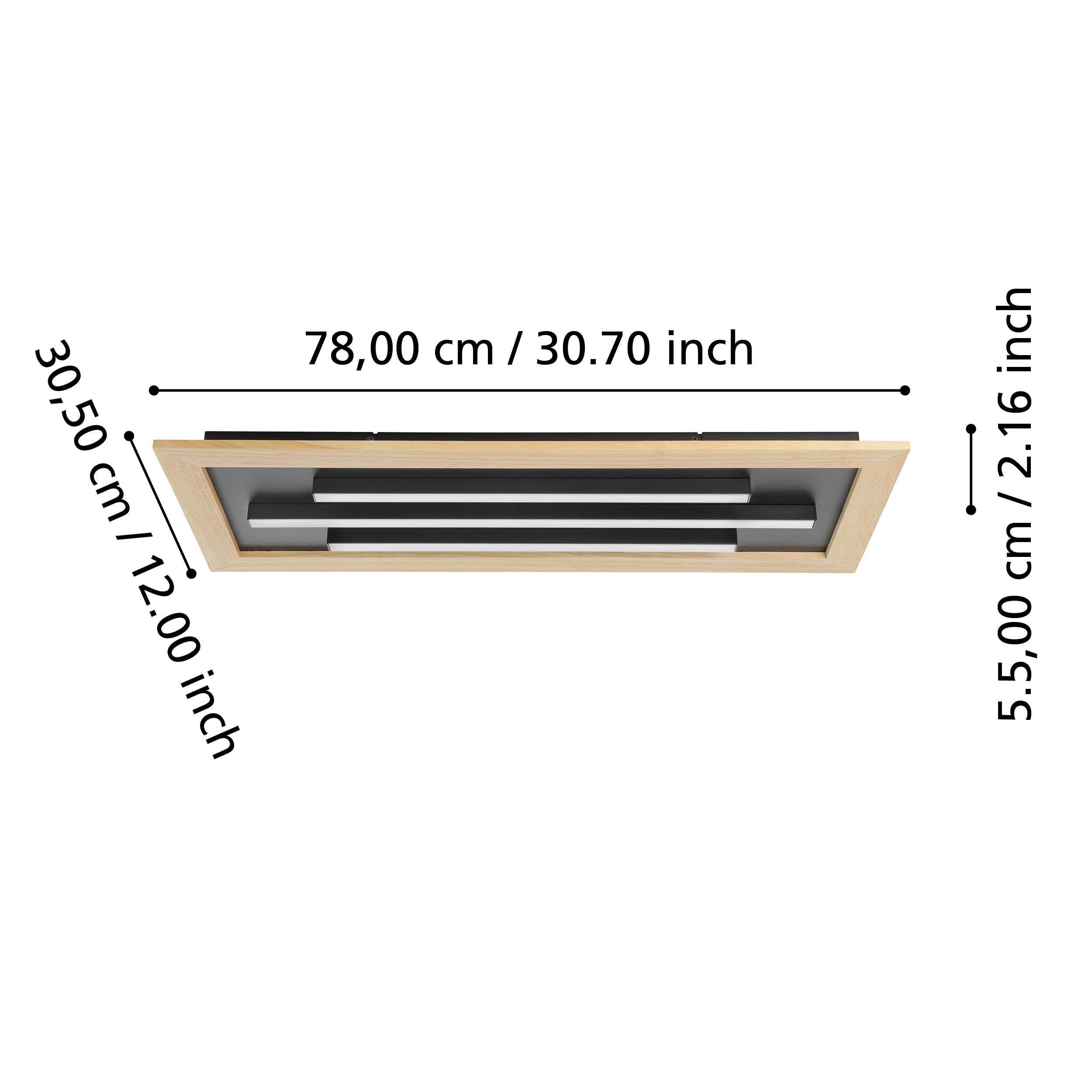 eglo tirrenara led black wooden rectangular ceiling flush Kitchen Lighting Close Up