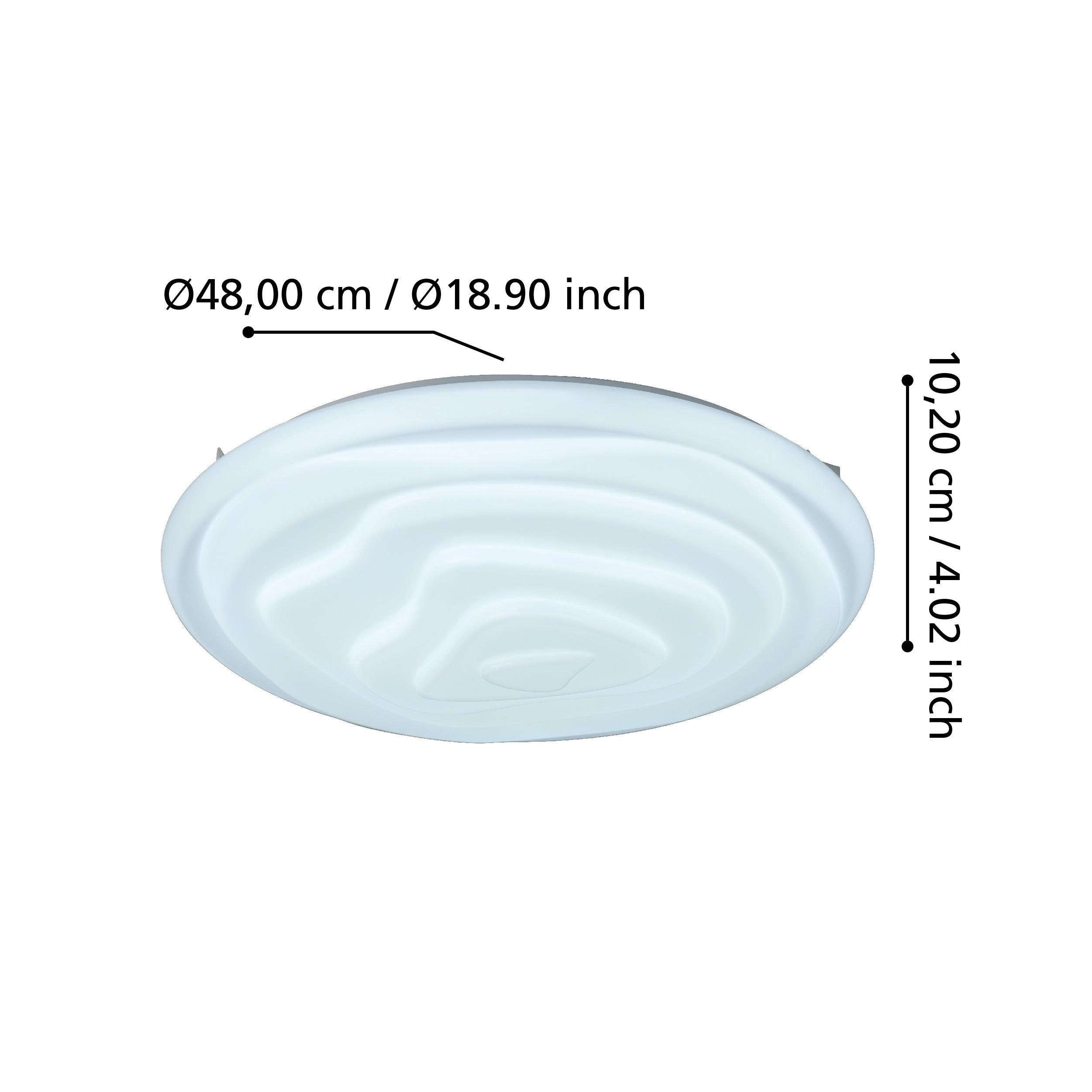 eglo battistona led white round ceiling flush 48cm living room close up