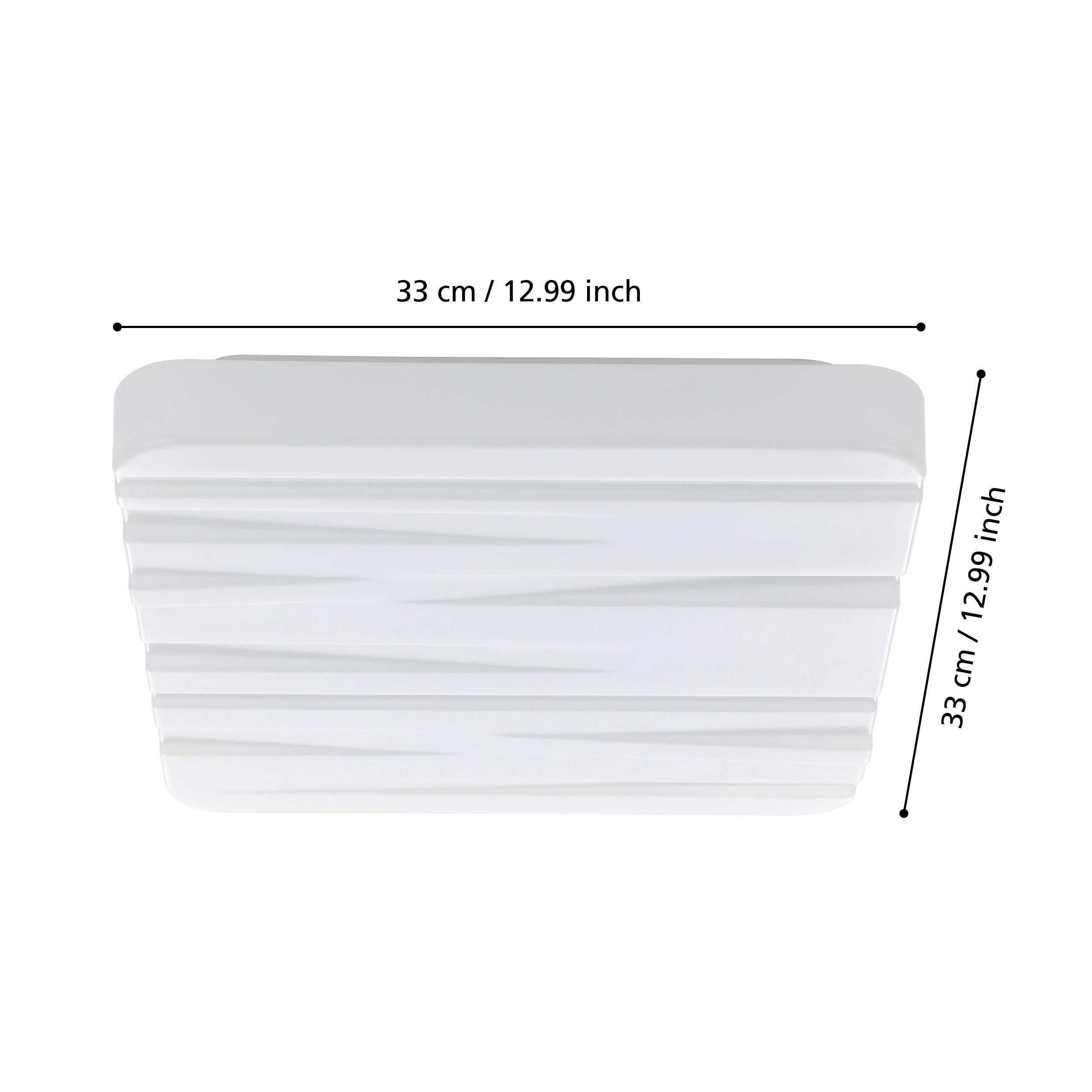 eglo ferentino led square white ceiling flush 33cm living room close up