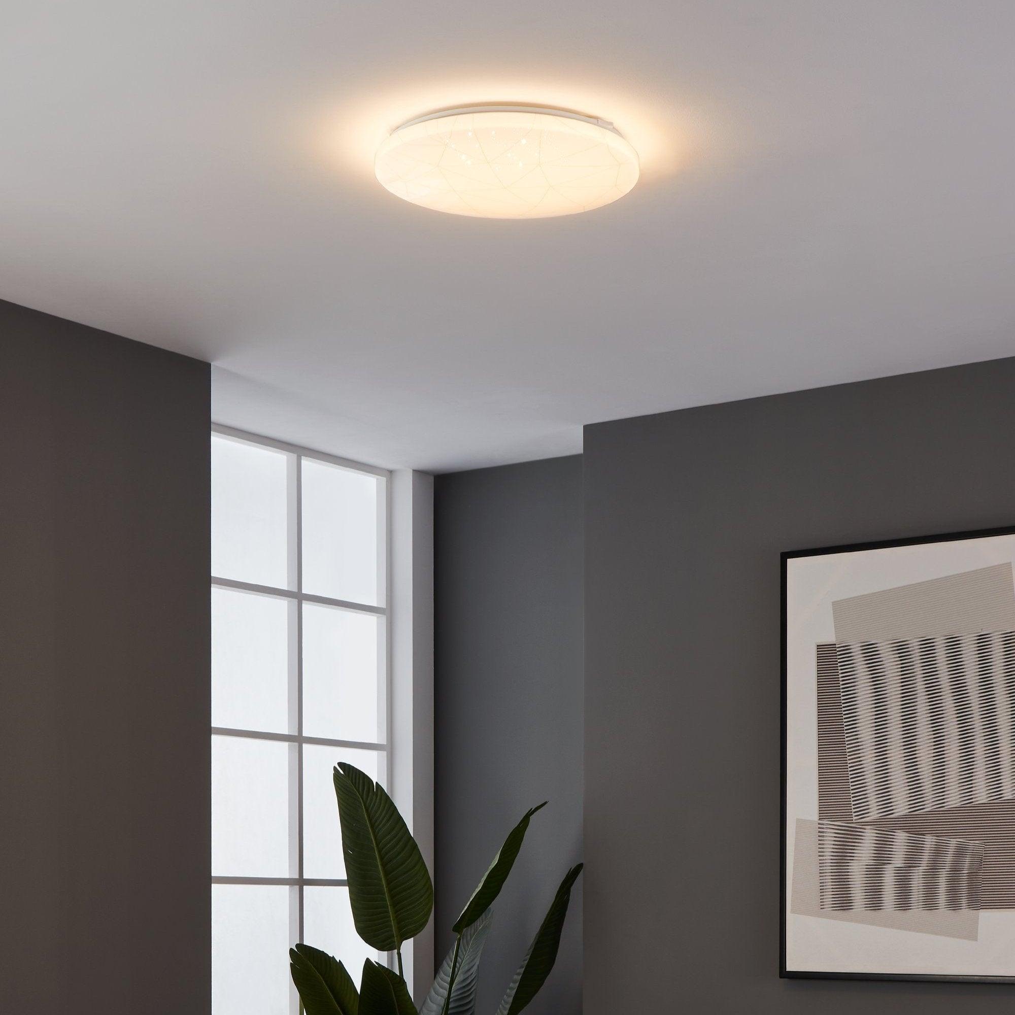 eglo rende led round white gold ceiling flush 38cm