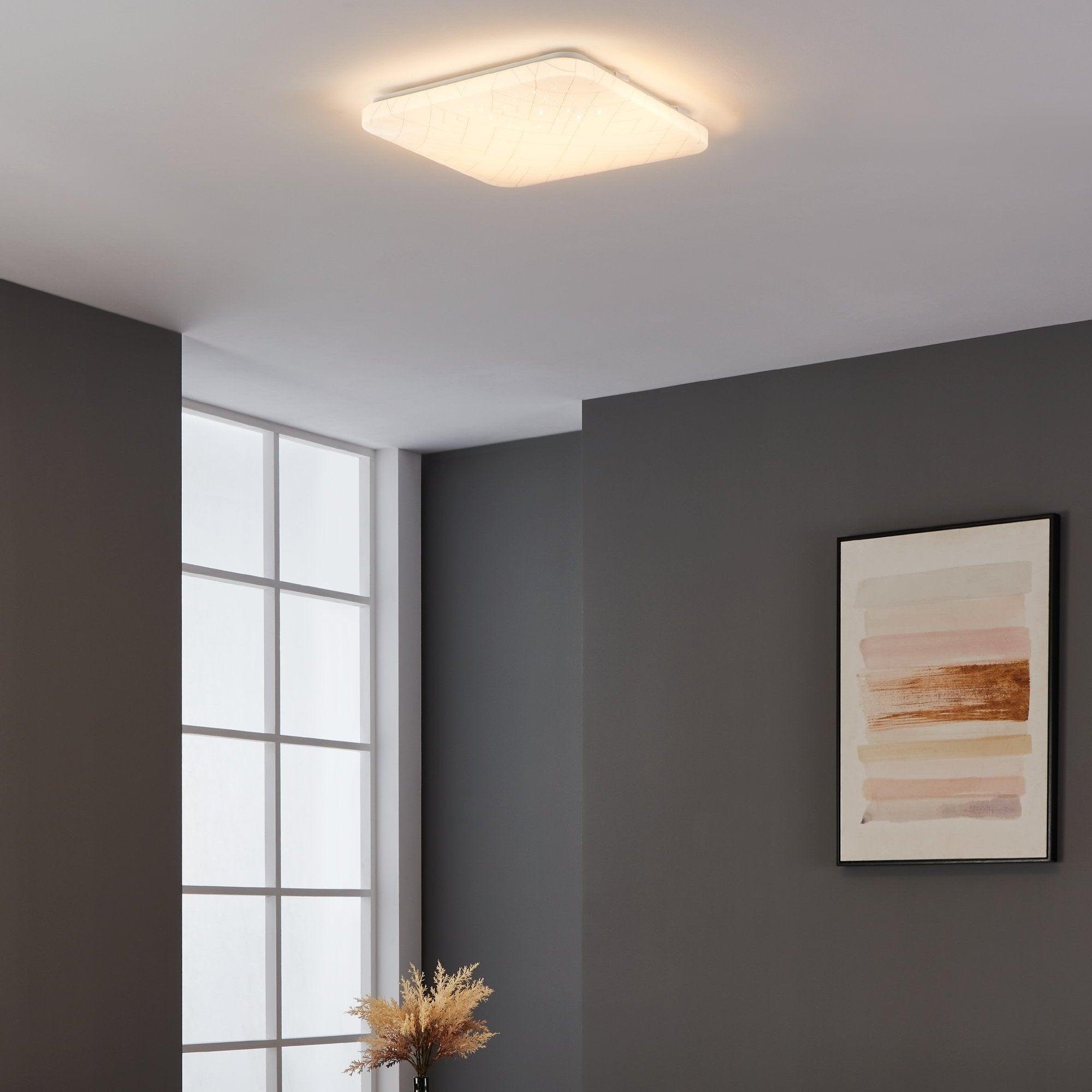 eglo rende led round white silver ceiling flush 38cm