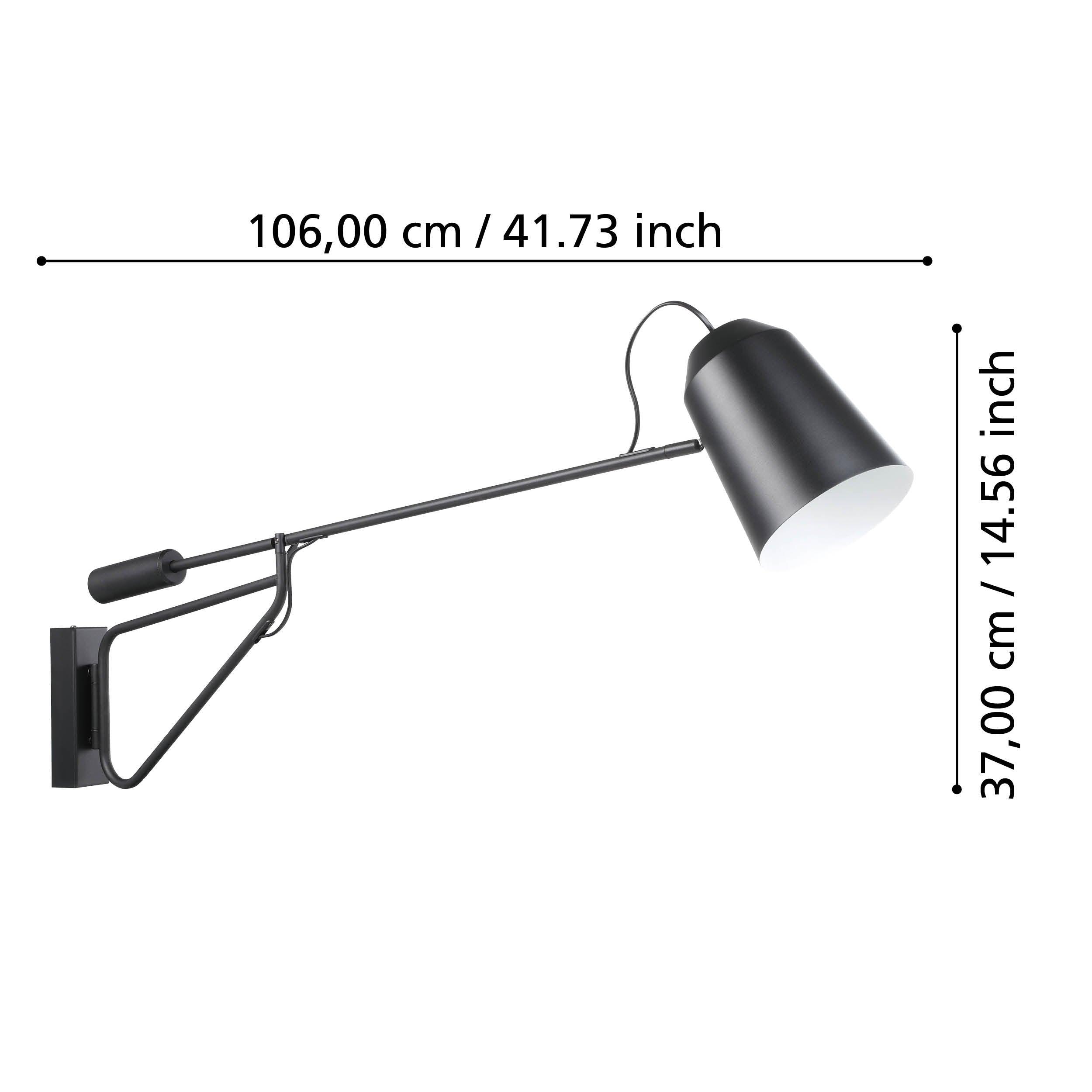 eglo loreto 1 black adjustable wall light living room close up
