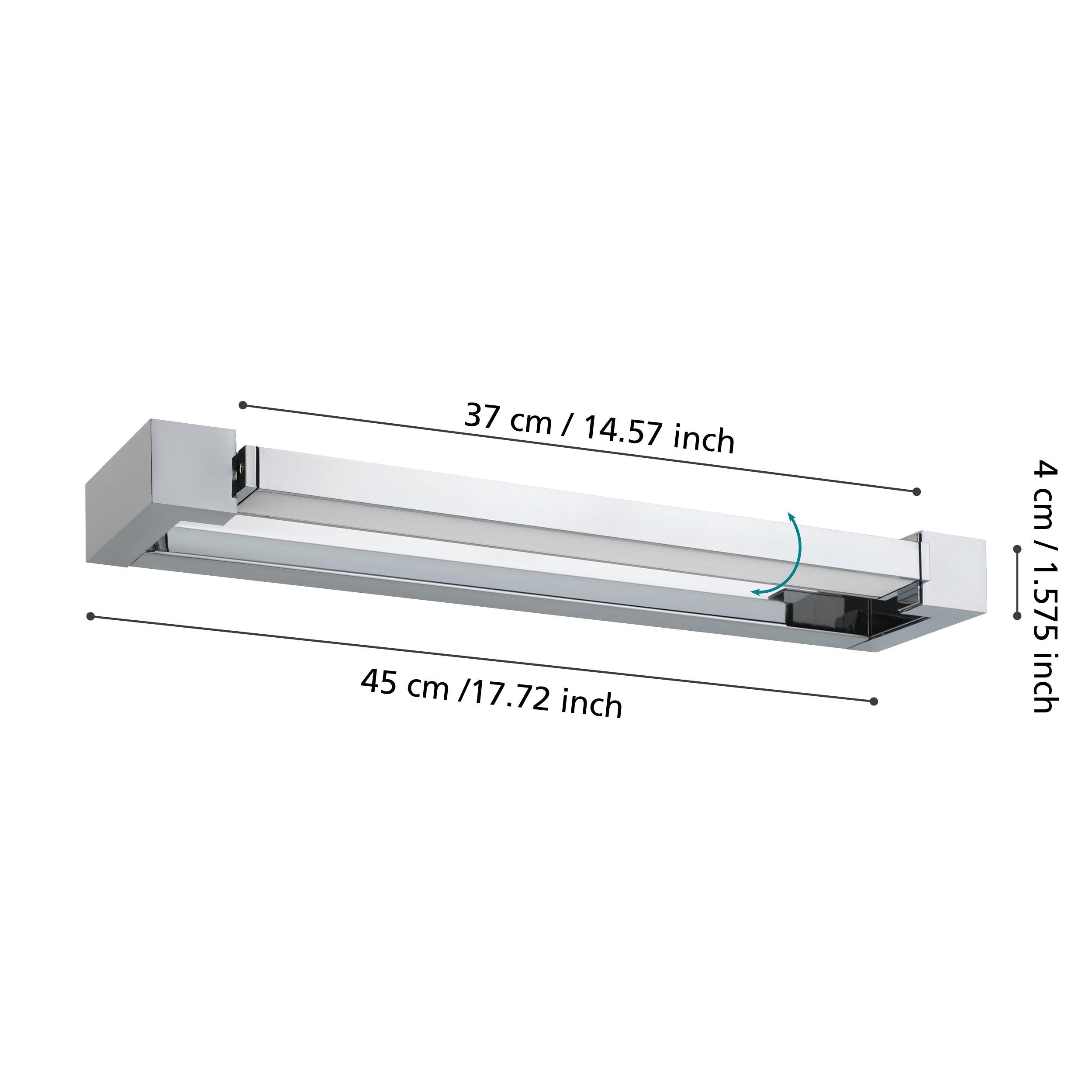 eglo gemiliana ip44 led chrome bathroom wall light 45cm living room close up