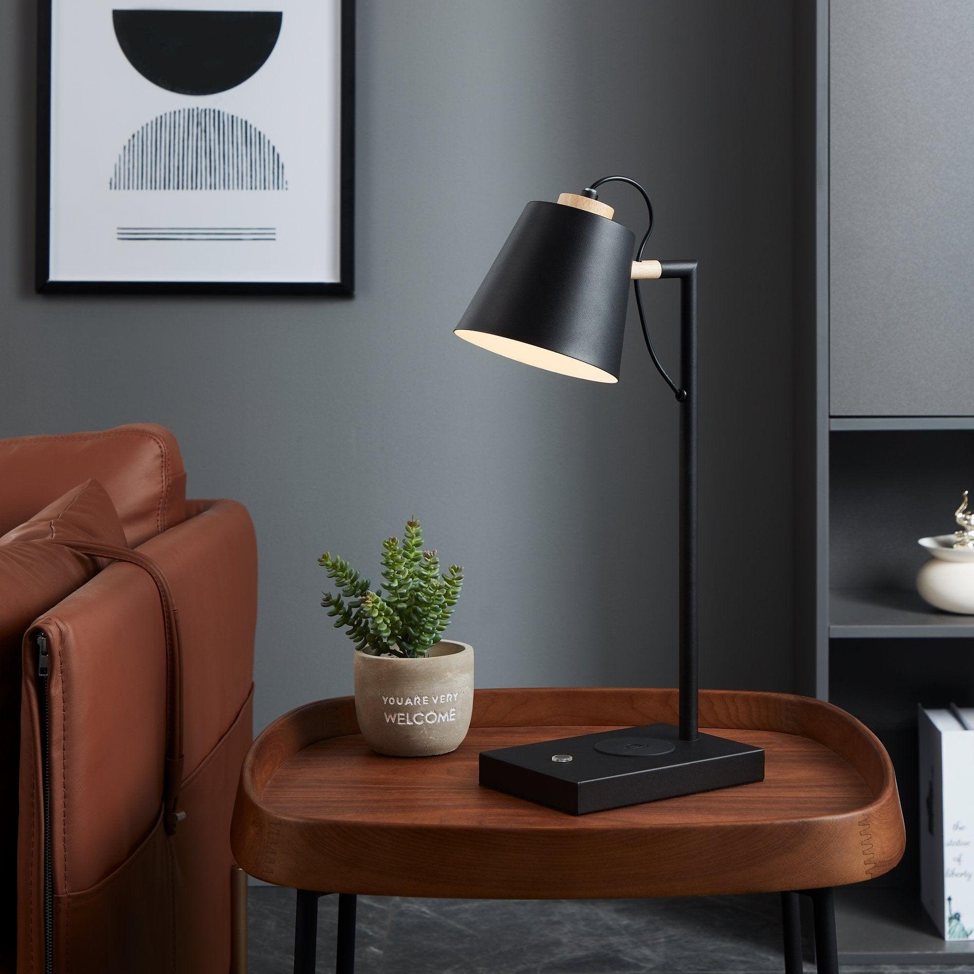 eglo lacey qi black touch table lamp