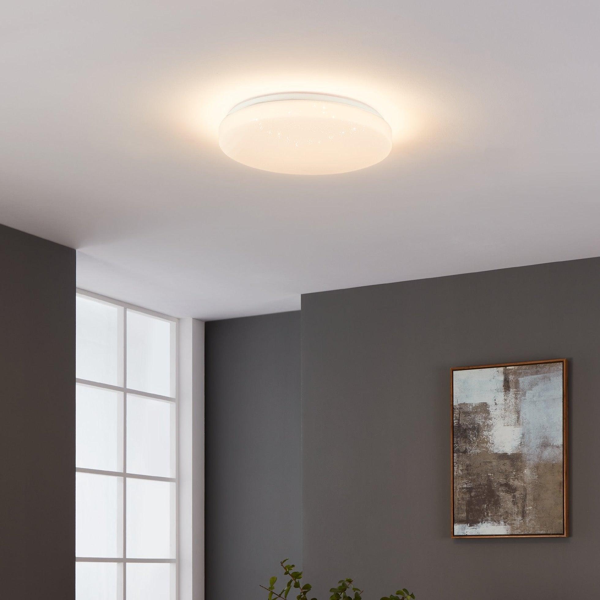 eglo connect totari z smart led white round flush ceiling light 38cm