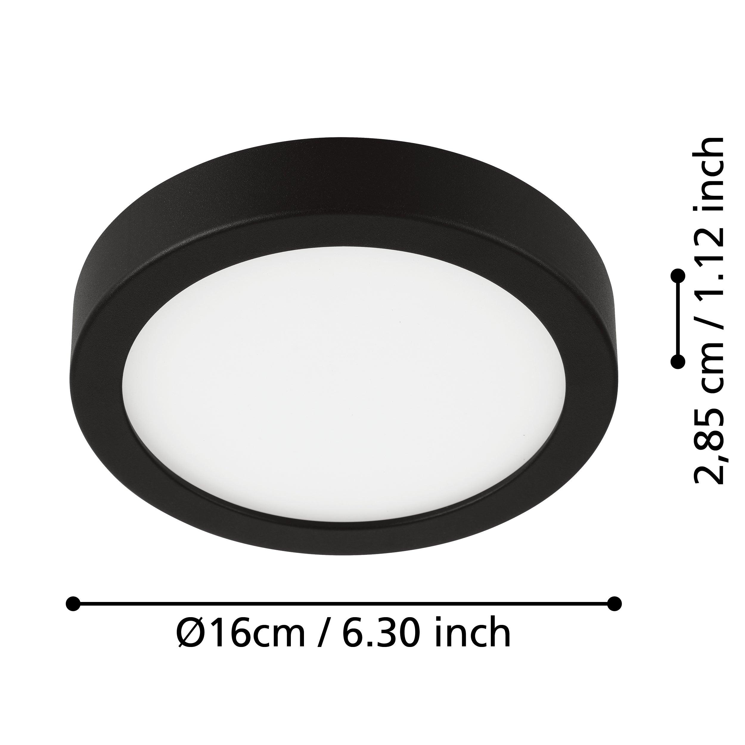 eglo fueva 5 led round black flush ceiling light 16cm living room close up