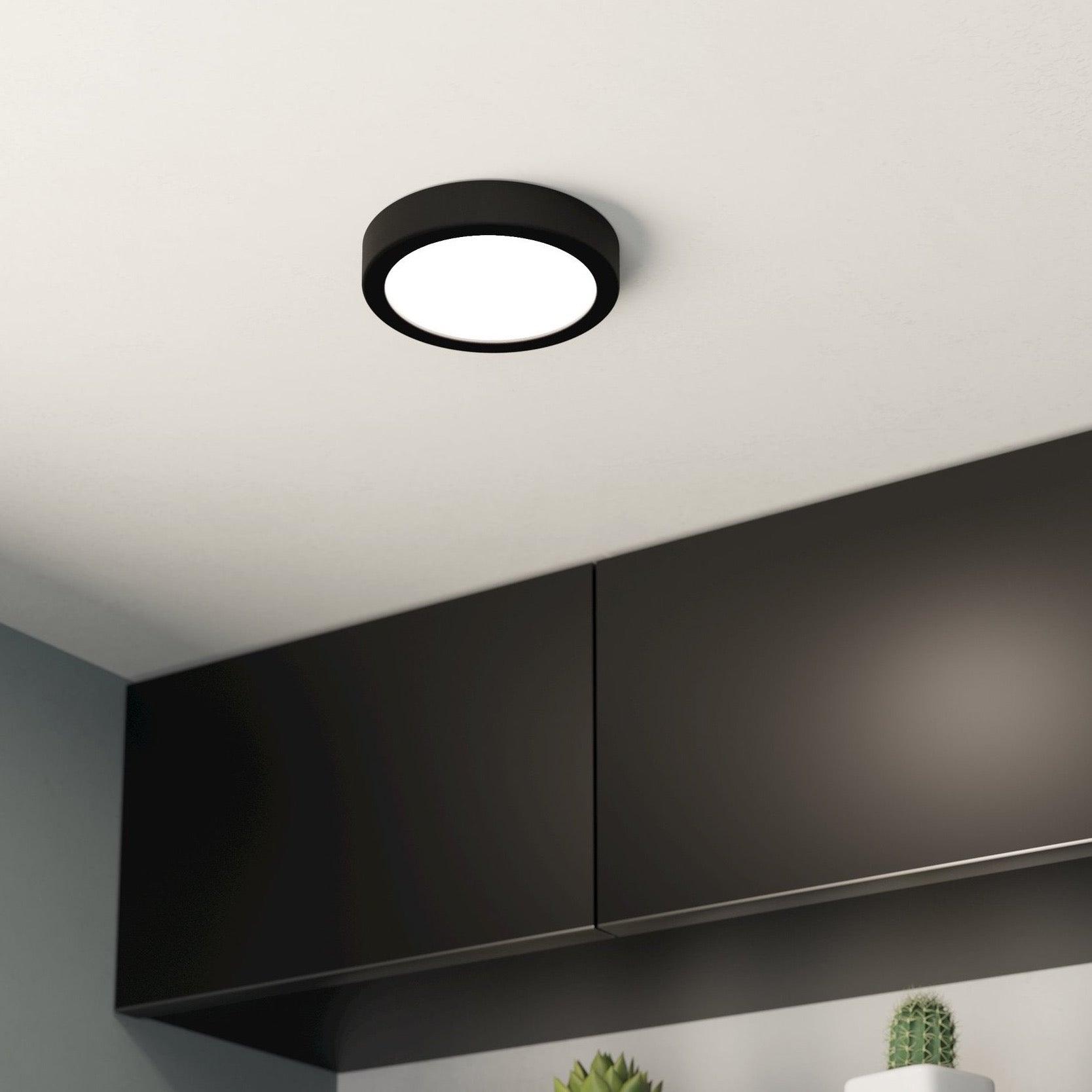 eglo fueva 5 led round black flush ceiling light 16cm