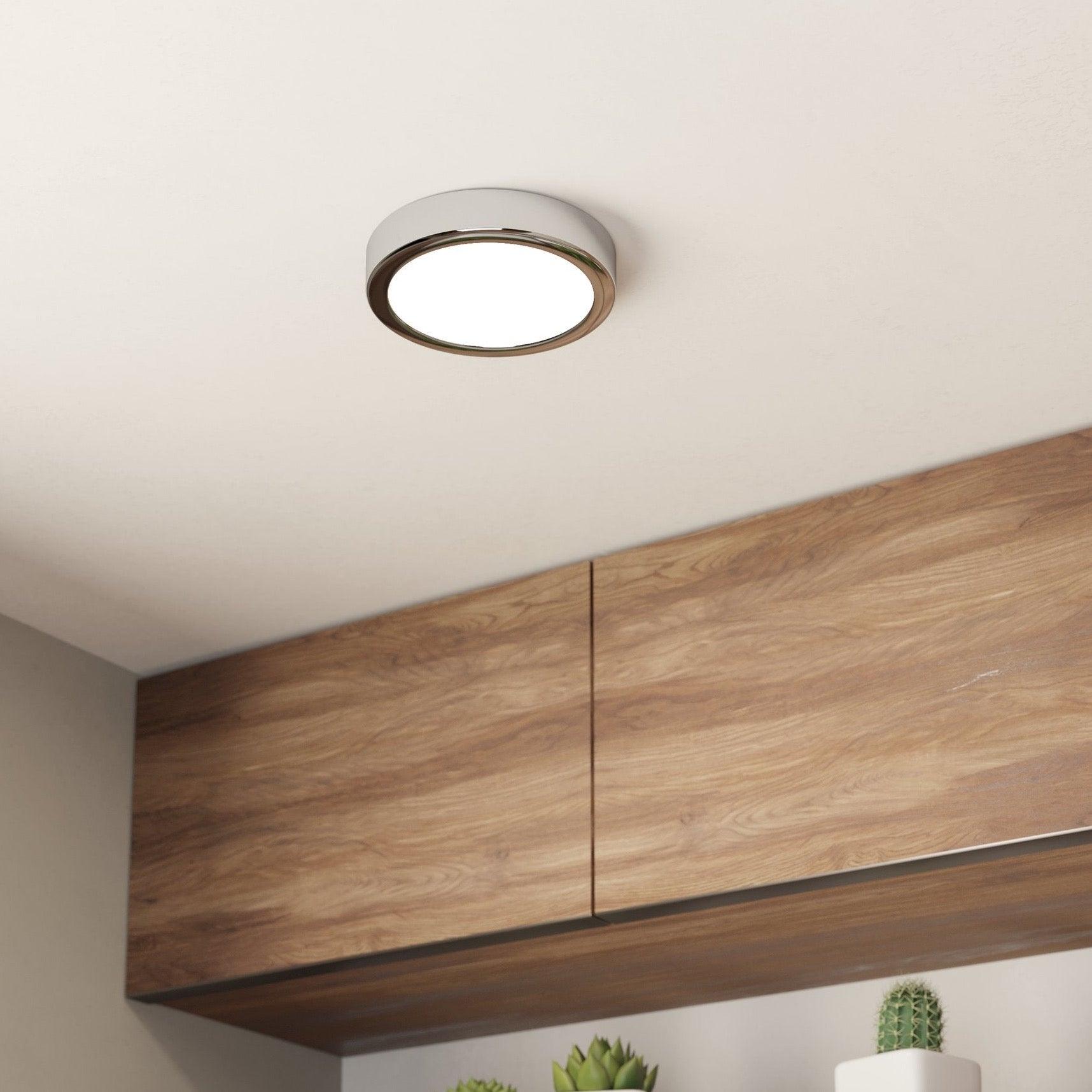 eglo fueva 5 led round chrome flush ceiling light 16cm