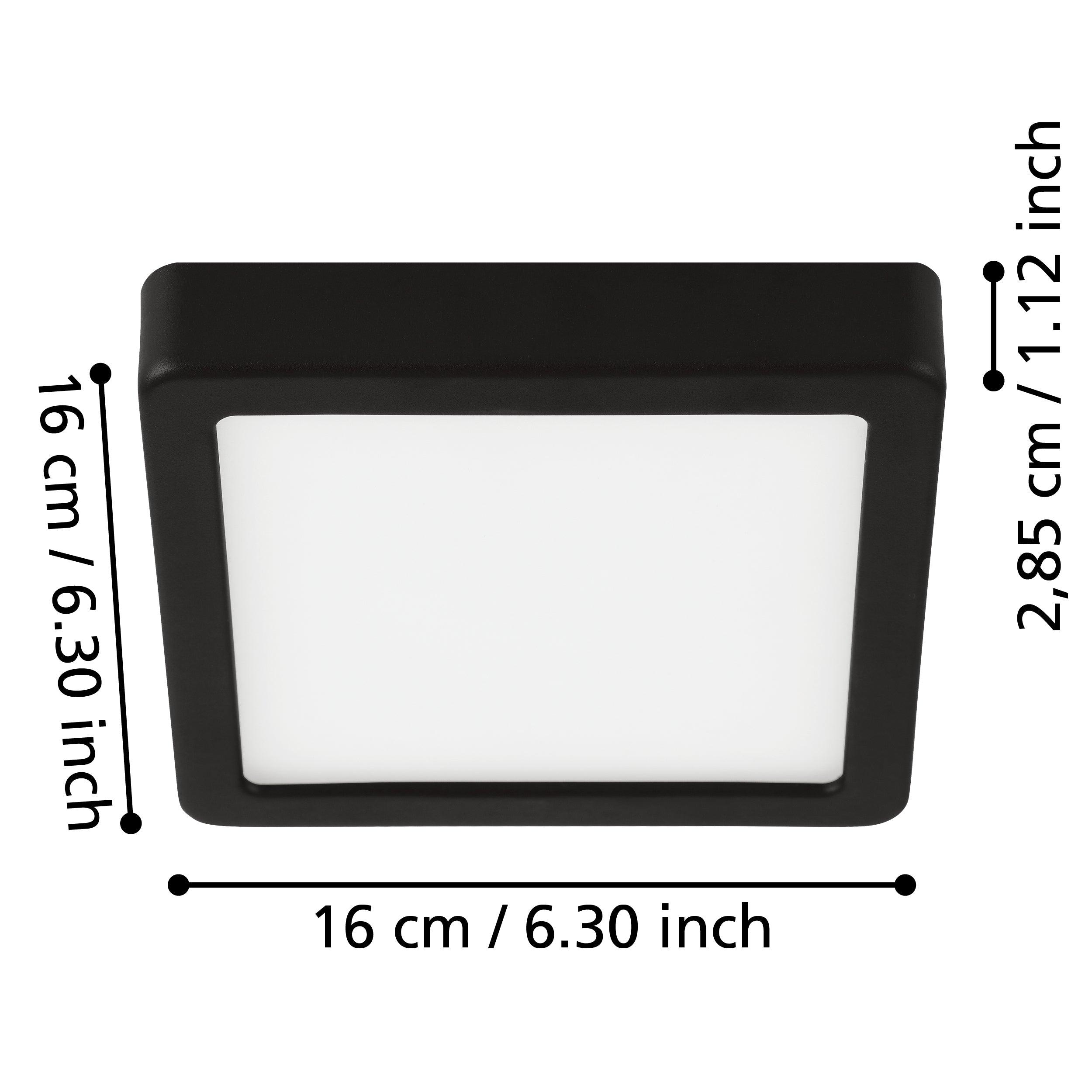 eglo fueva 5 led black square flush bathroom ceiling light ip44 living room close up