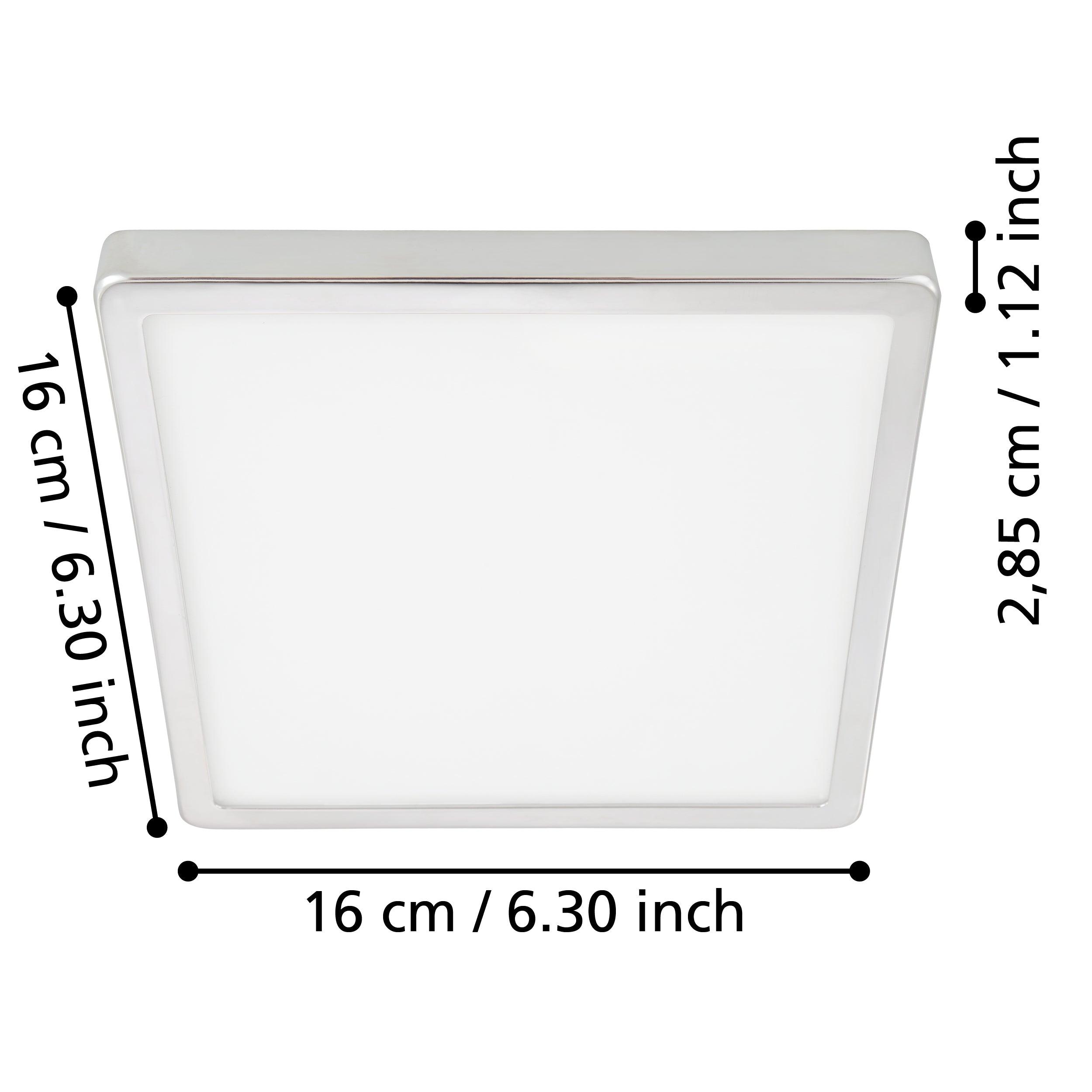 eglo fueva 5 chrome led ip44 square flush 16cm living room close up