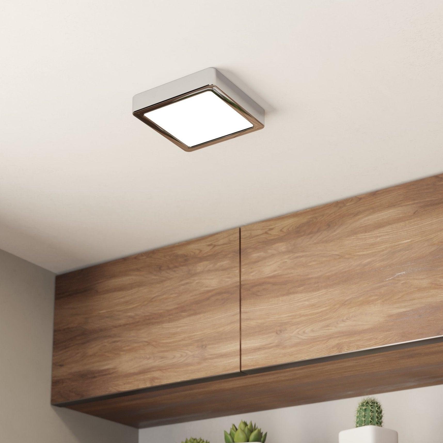 eglo fueva 5 chrome led ip44 square flush 16cm