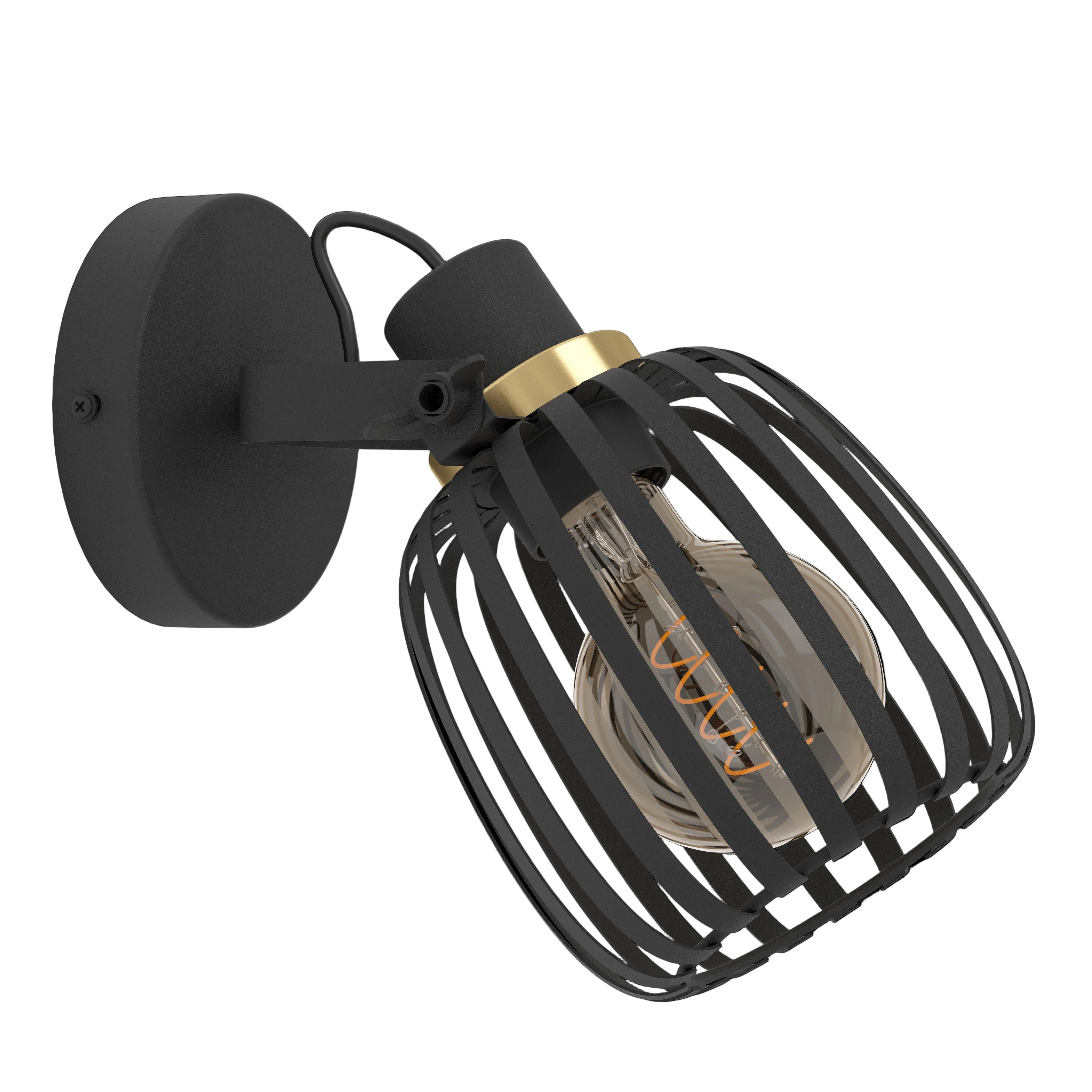 eglo girona black brass wall spotlight living room image
