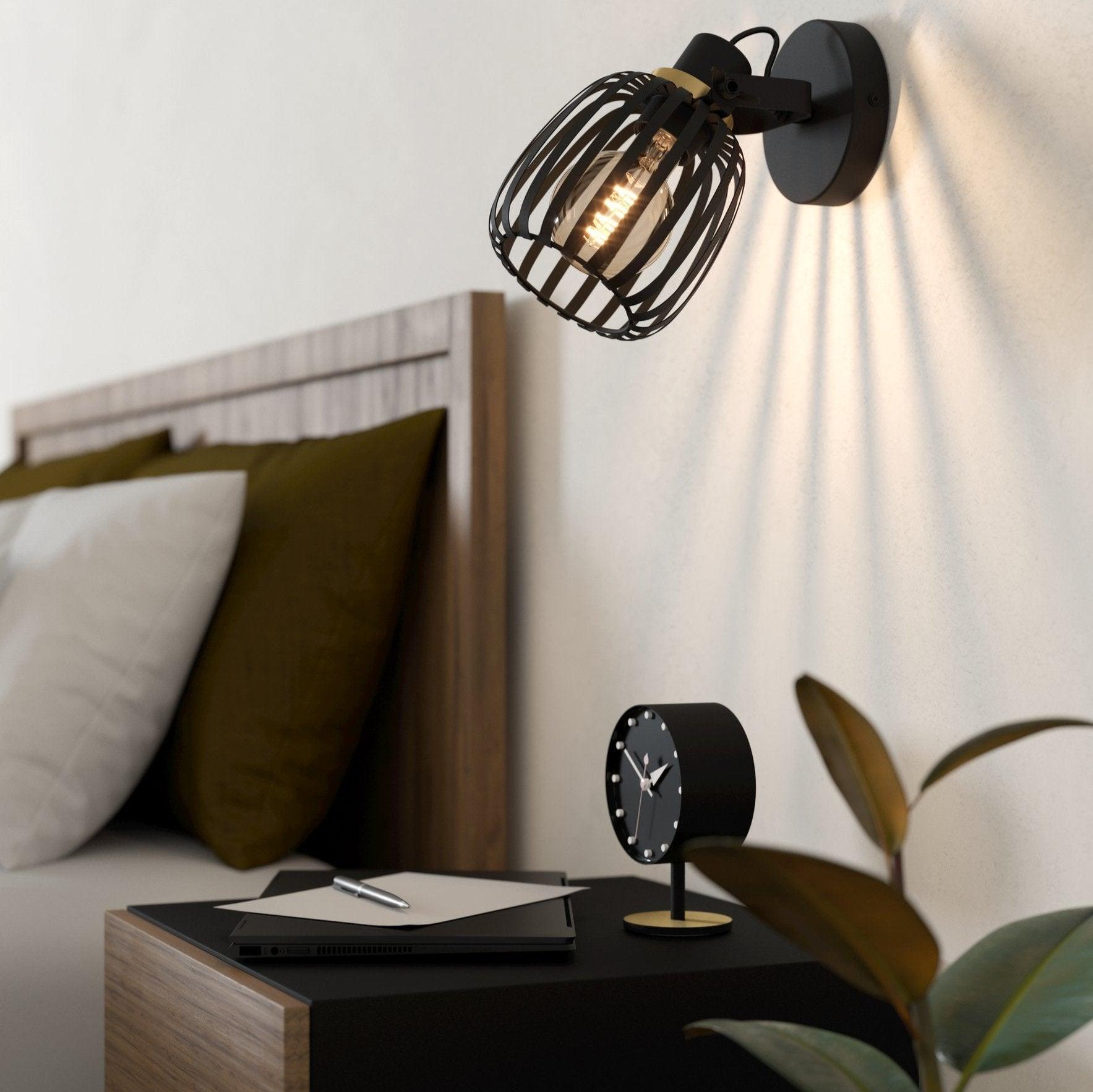 eglo girona black brass wall spotlight