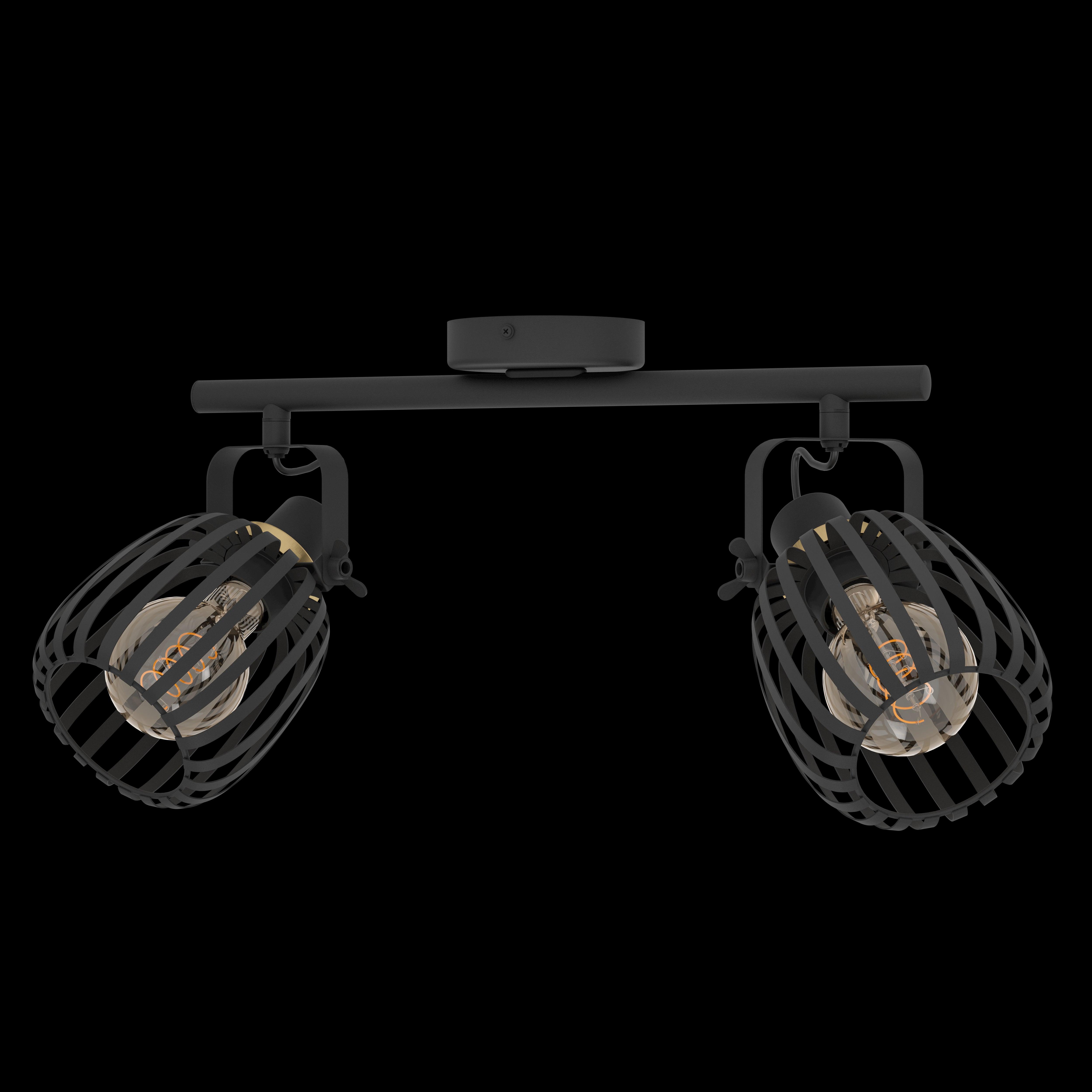 eglo girona black brass 2 light bar spotlight living room image