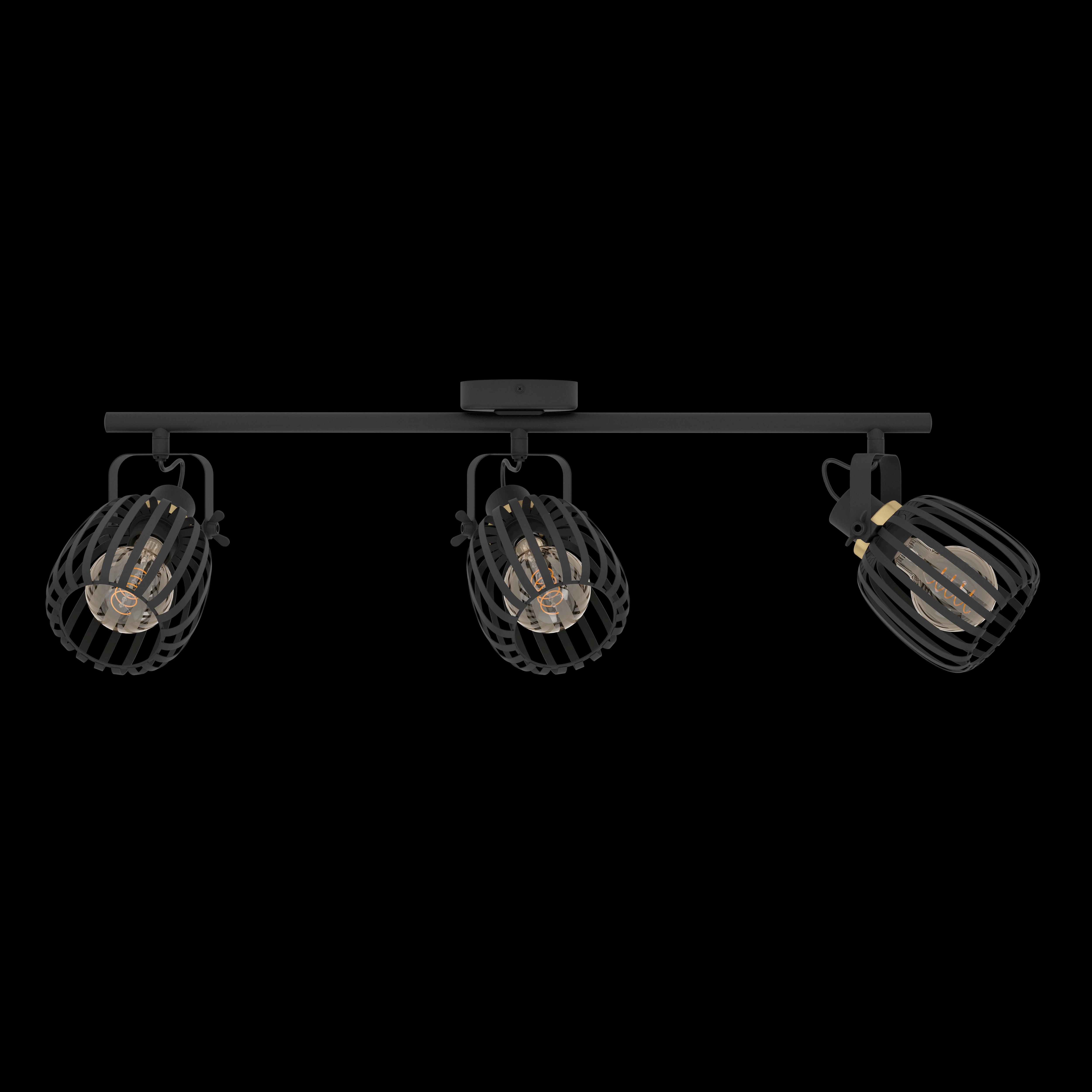 eglo girona black brass 3 light bar spotlight living room image