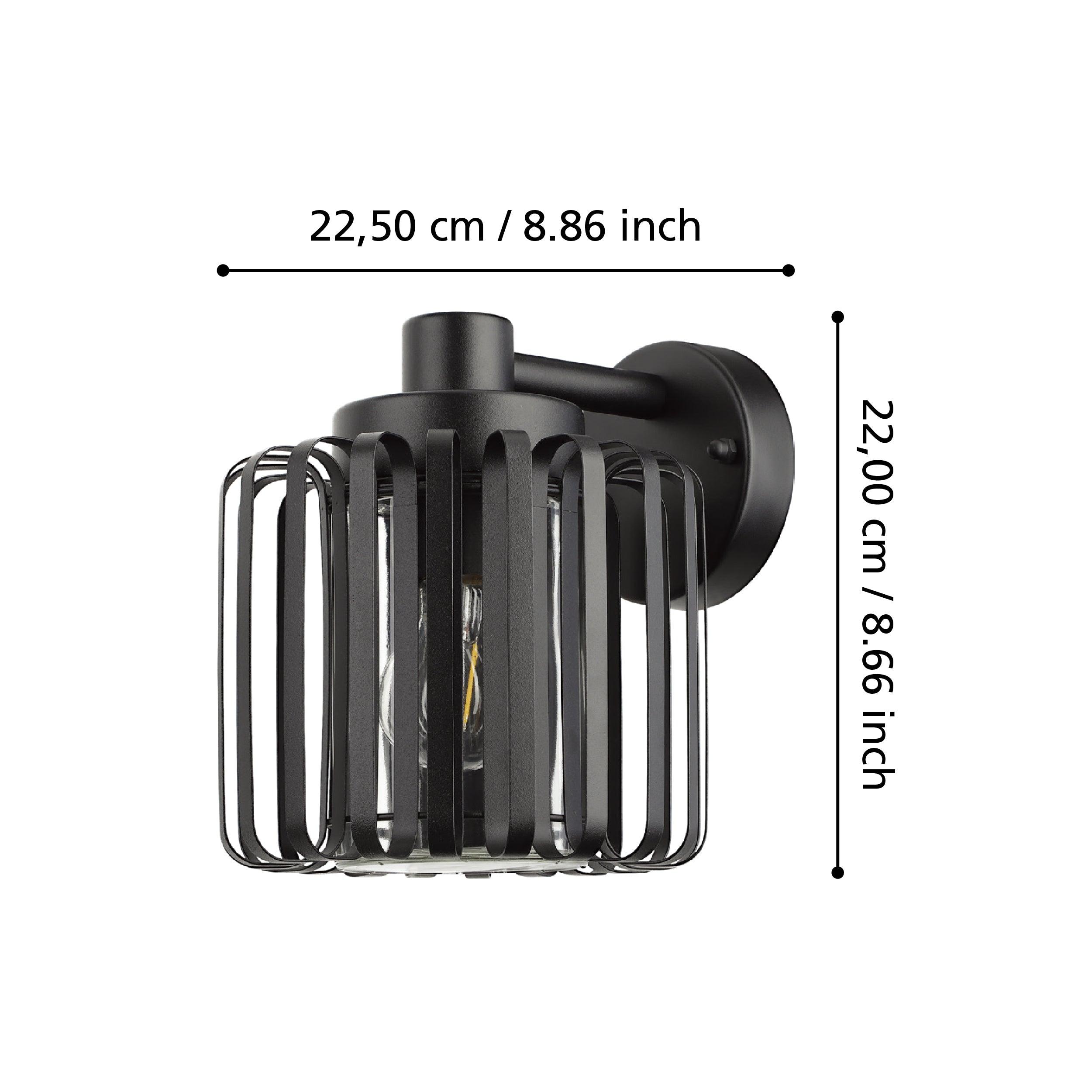 eglo selinus ip65 black outdoor wall light caged shade kitchen lighting