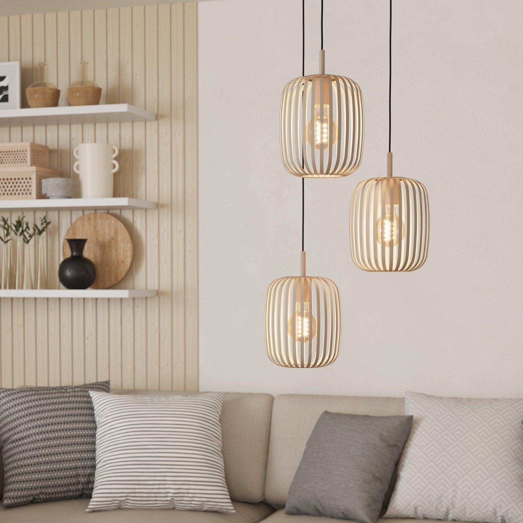 eglo romazzina 3 light sand metal caged ceiling pendant