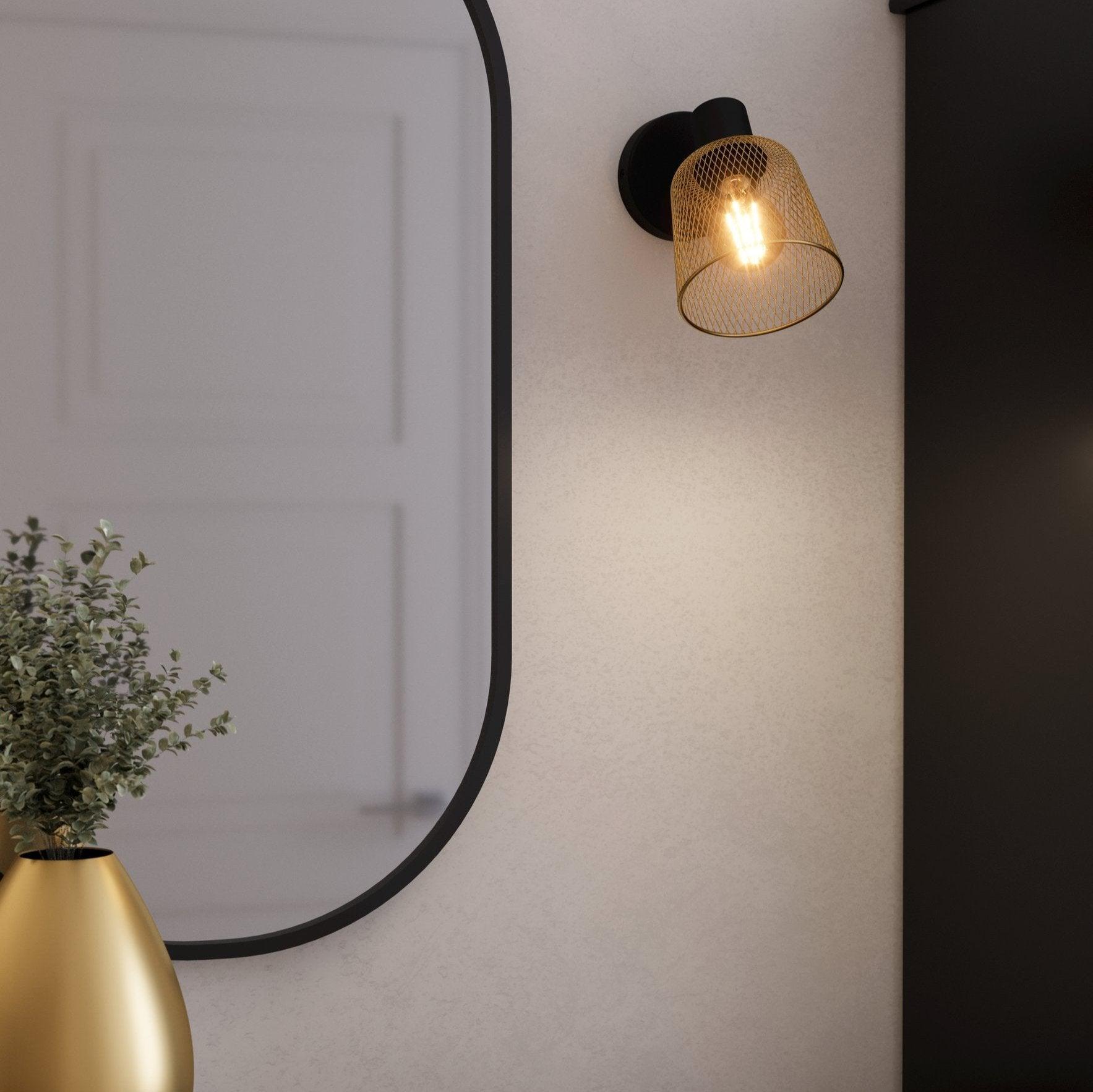 eglo coslada brass mess black wall spotlight