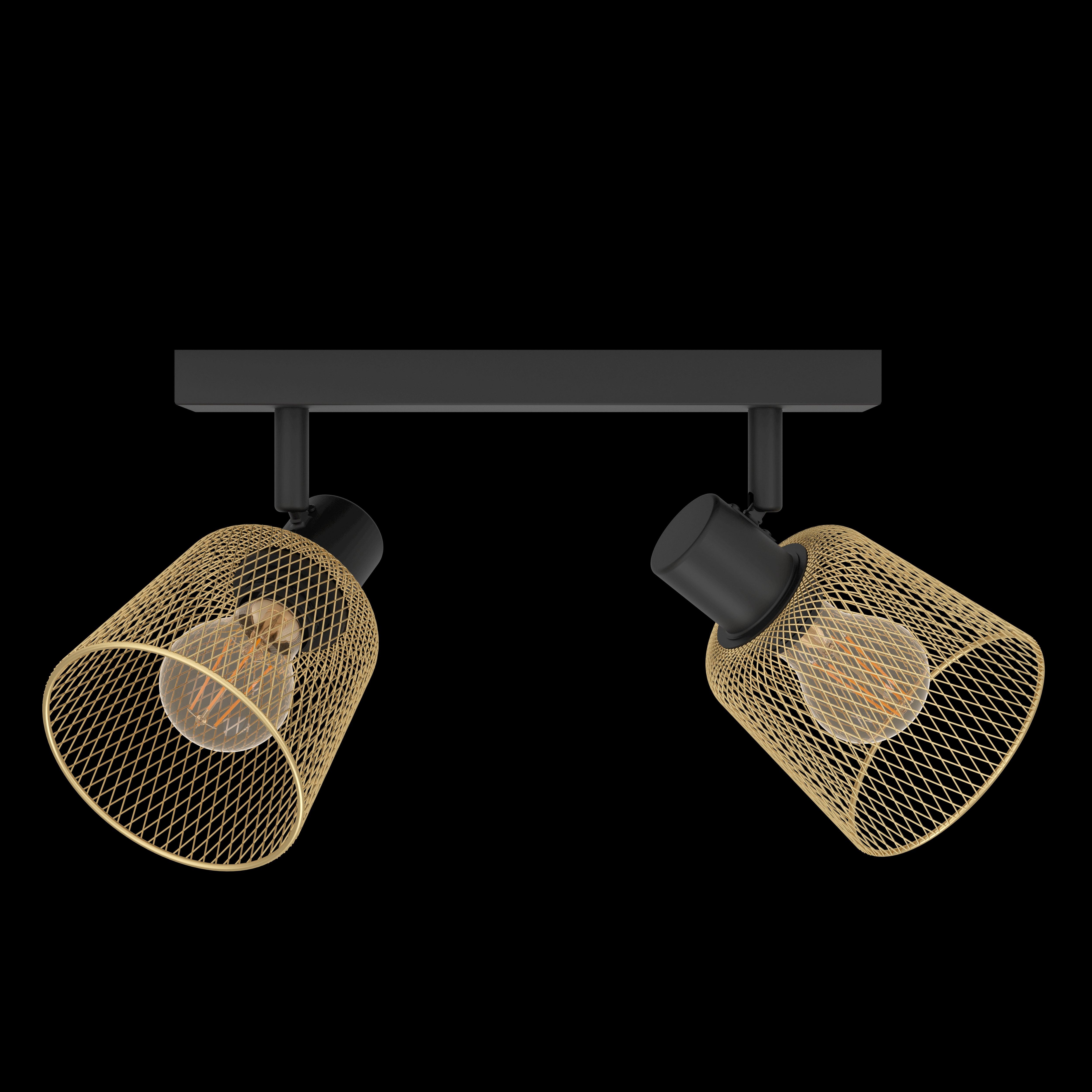 eglo coslada brass mess black 2 light bar spotlight living room image