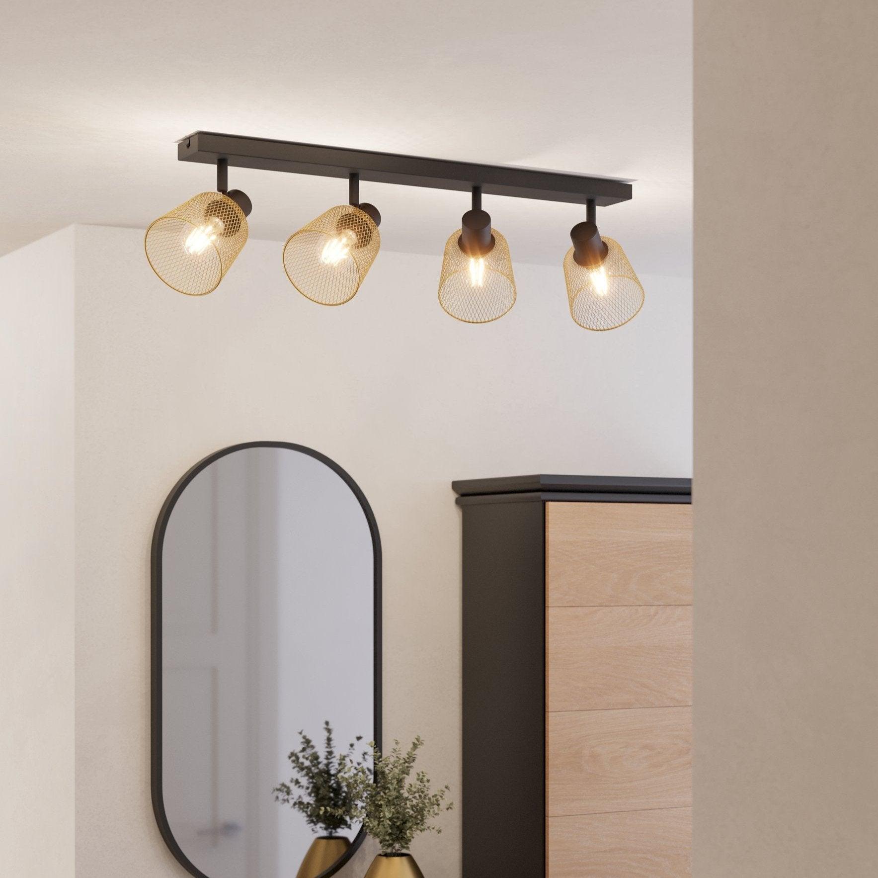 eglo coslada brass mess black 4 light bar spotlight