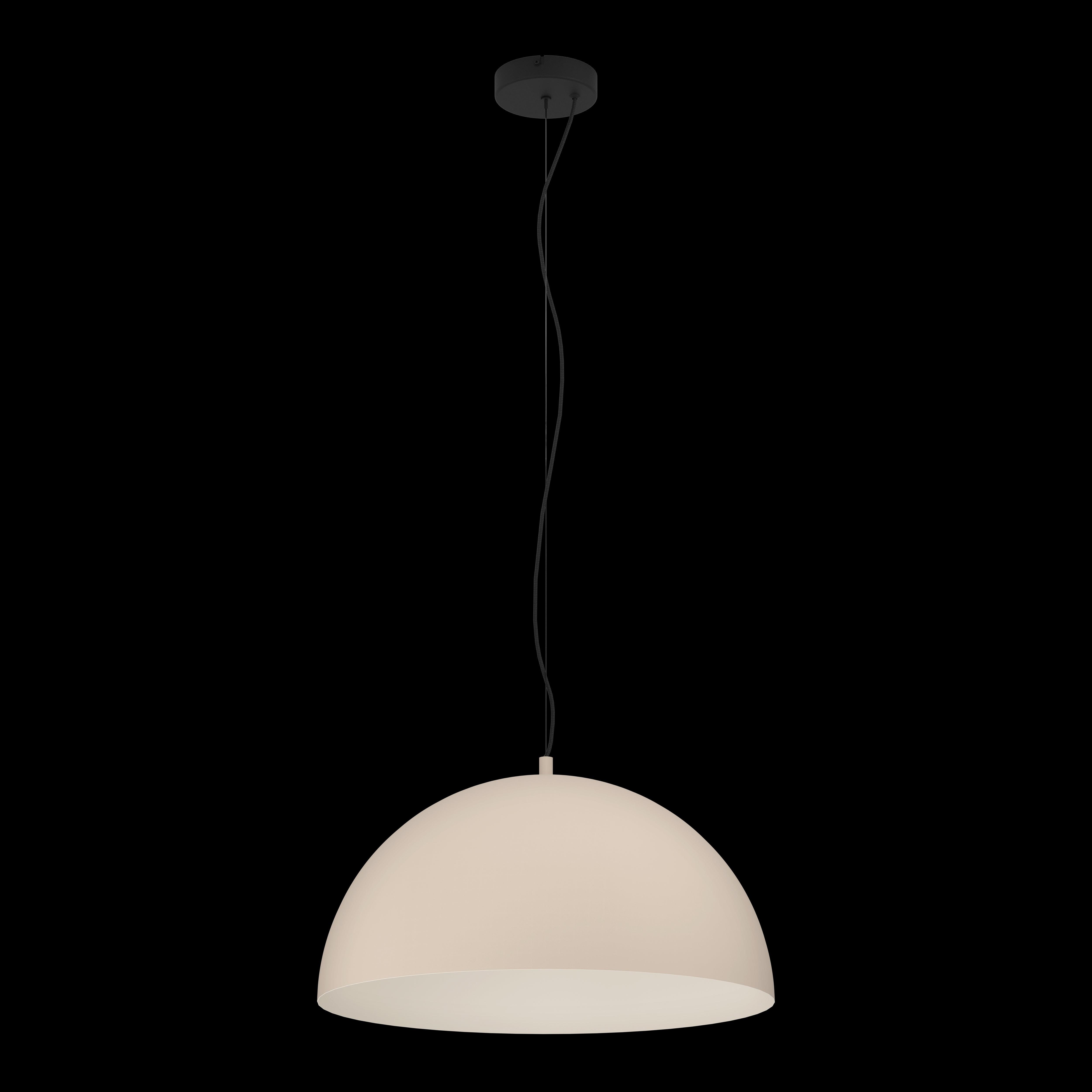 eglo gaetano 1 sand coloured round steel shade pendant living room close up