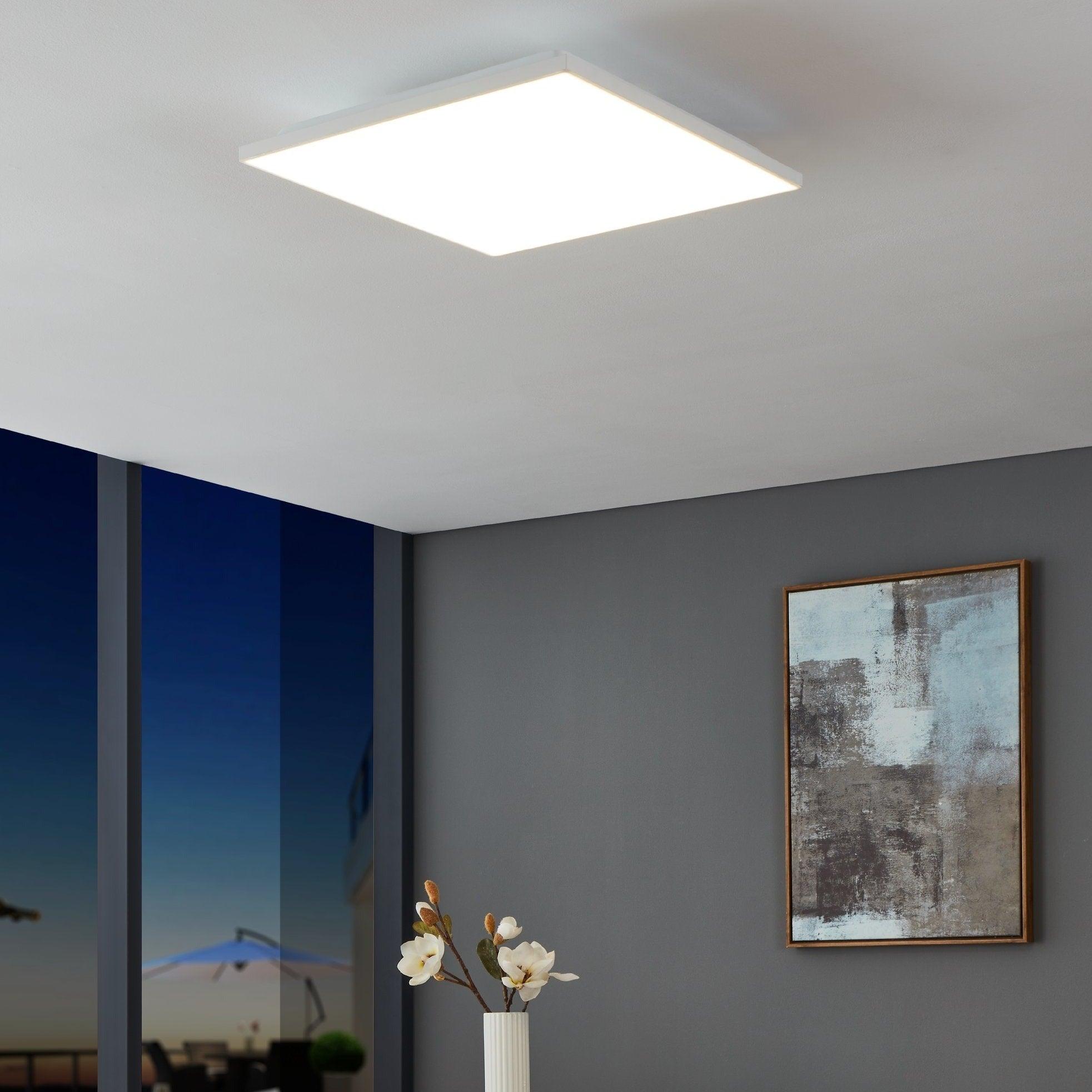 eglo turcona b led square white ceiling flush 44cm