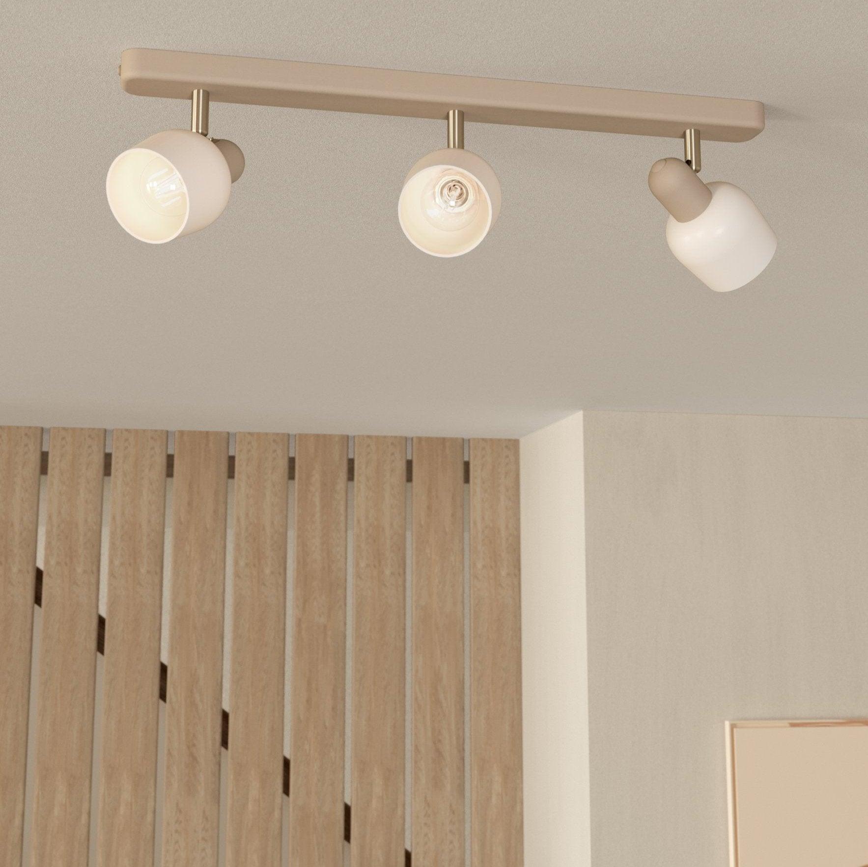 eglo corato sand white glass 3 light bar spotlight