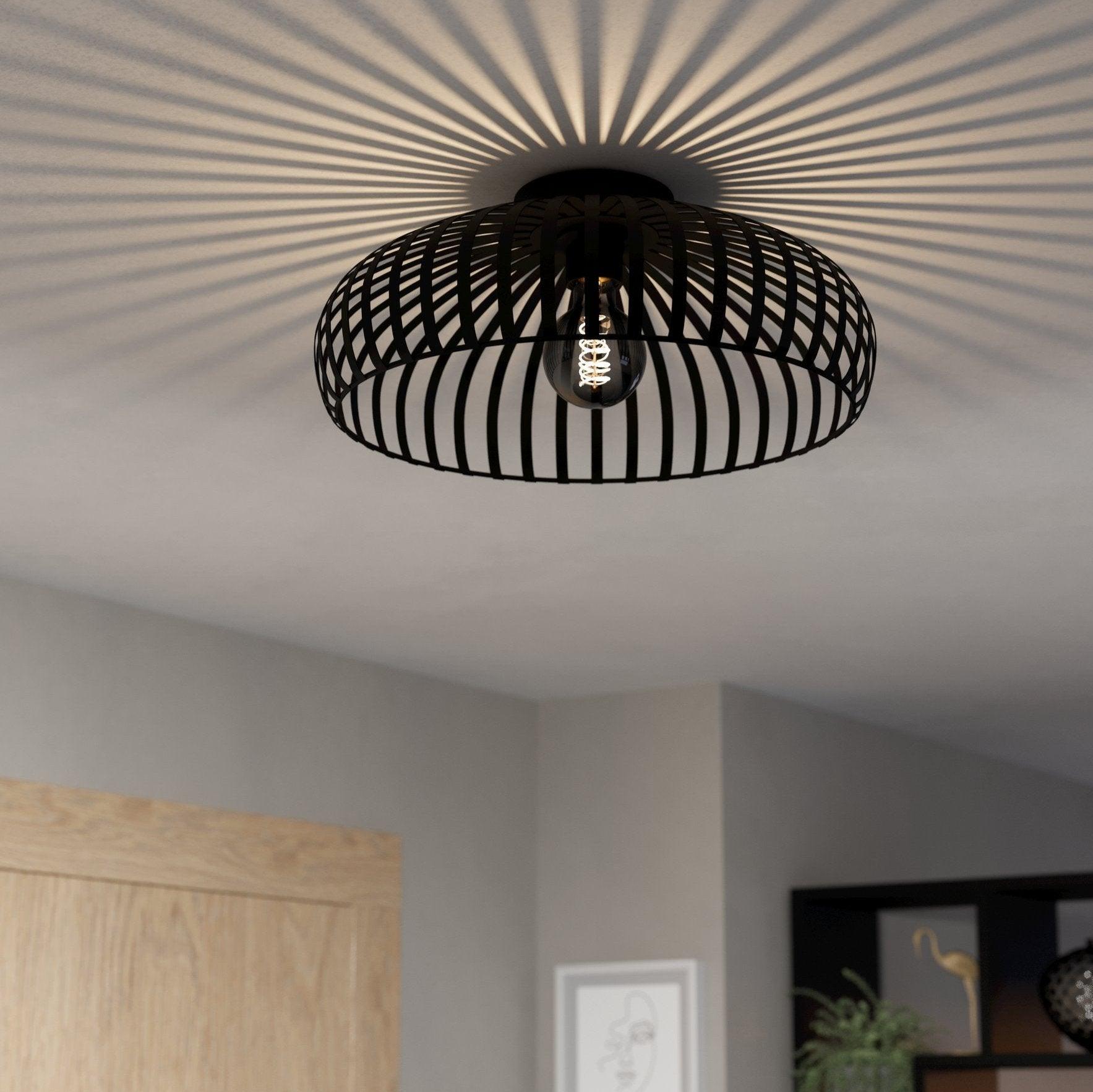 eglo mogano 3 black metal flush ceiling light