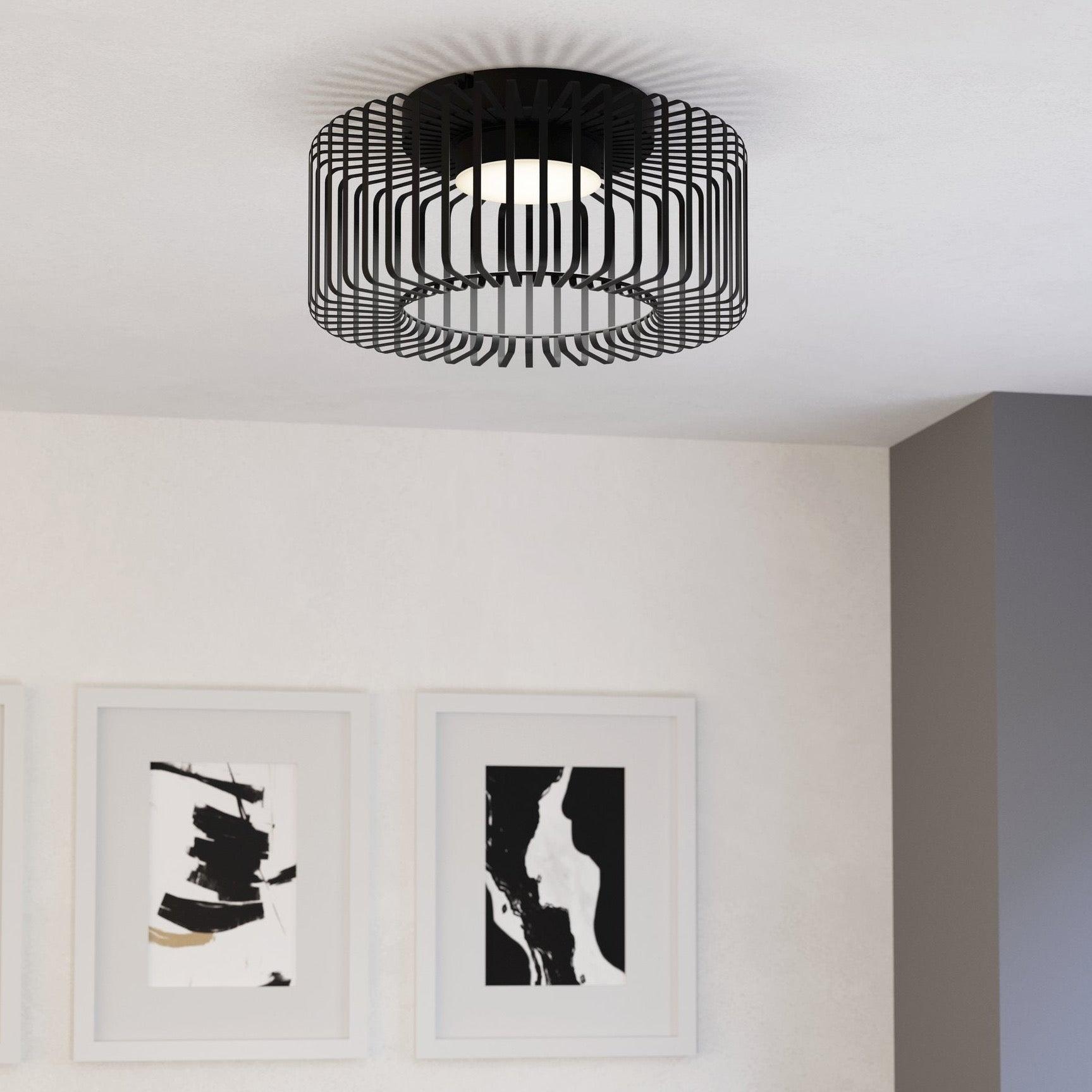 eglo connect ginestrone z smart led black metal wire flush ceiling light