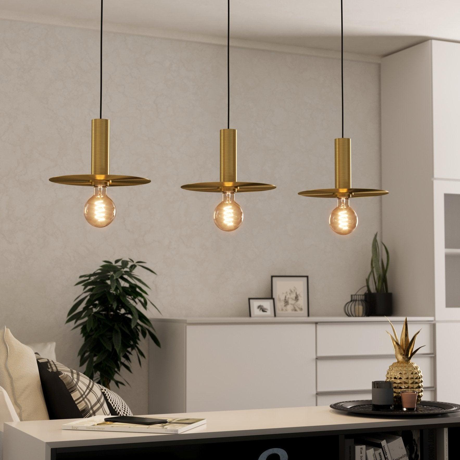 eglo escandell 3 light brass metal disc ceiling pendant
