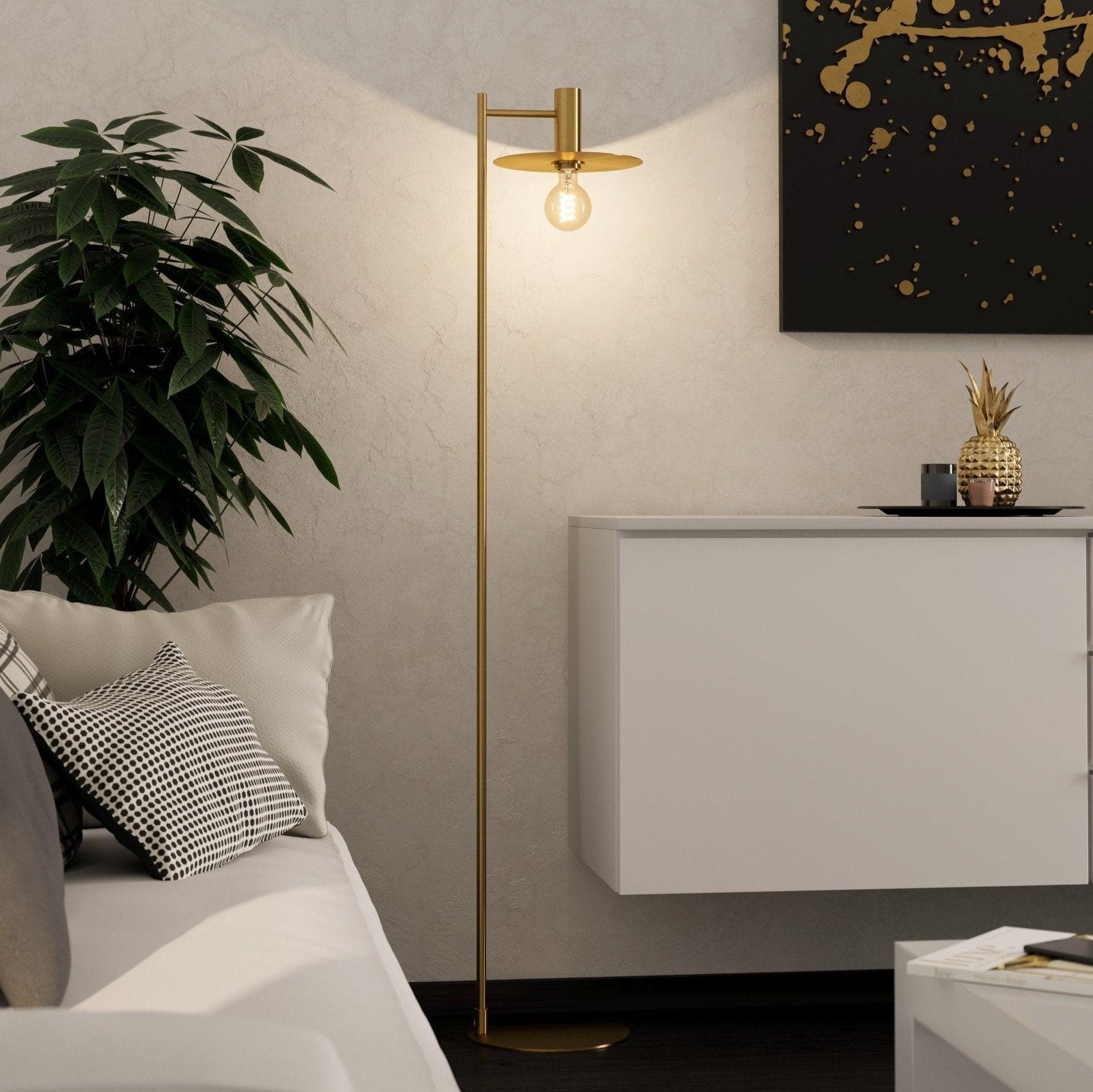 eglo escandell modern brass floor lamp